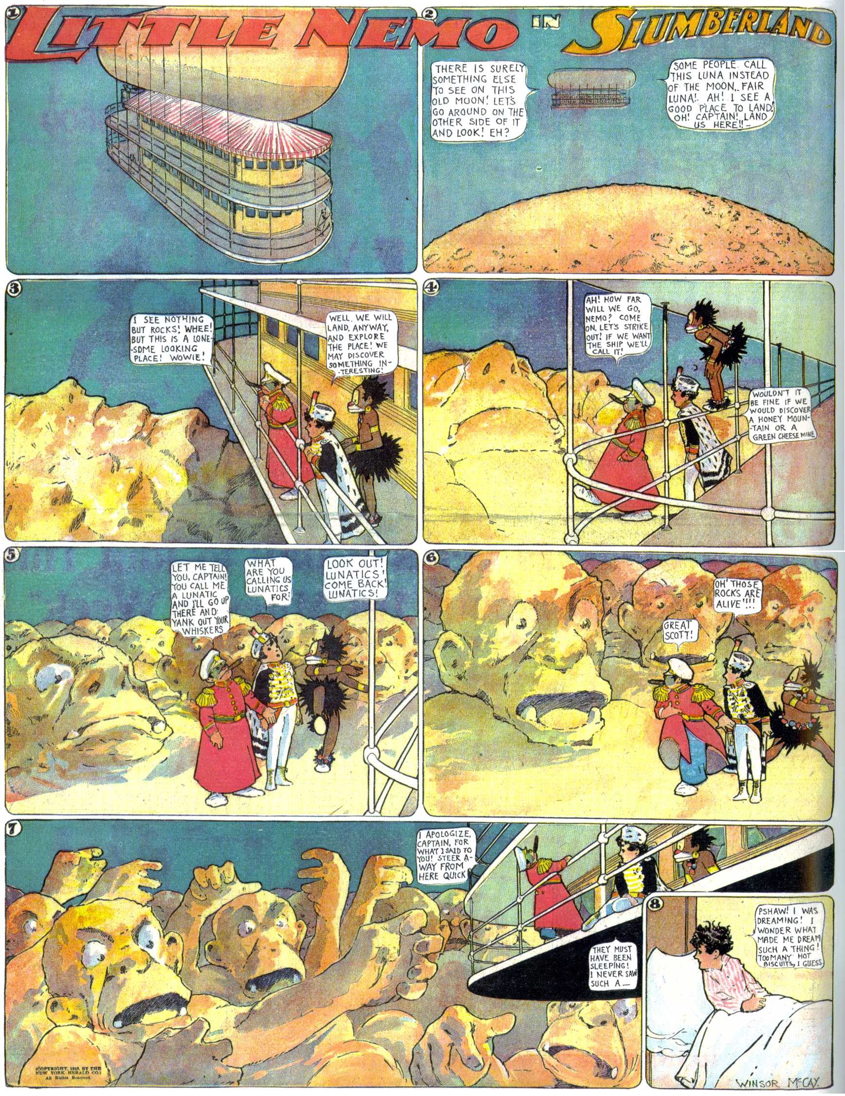 Little Nemo in Slumberland (1905–1914), page 235. Little Nemo in Slumberland by Winsor McCay. Public domain in the United States. https://archive.org/details/LittleNemo1905-14FromWinsorMccayAsCbz