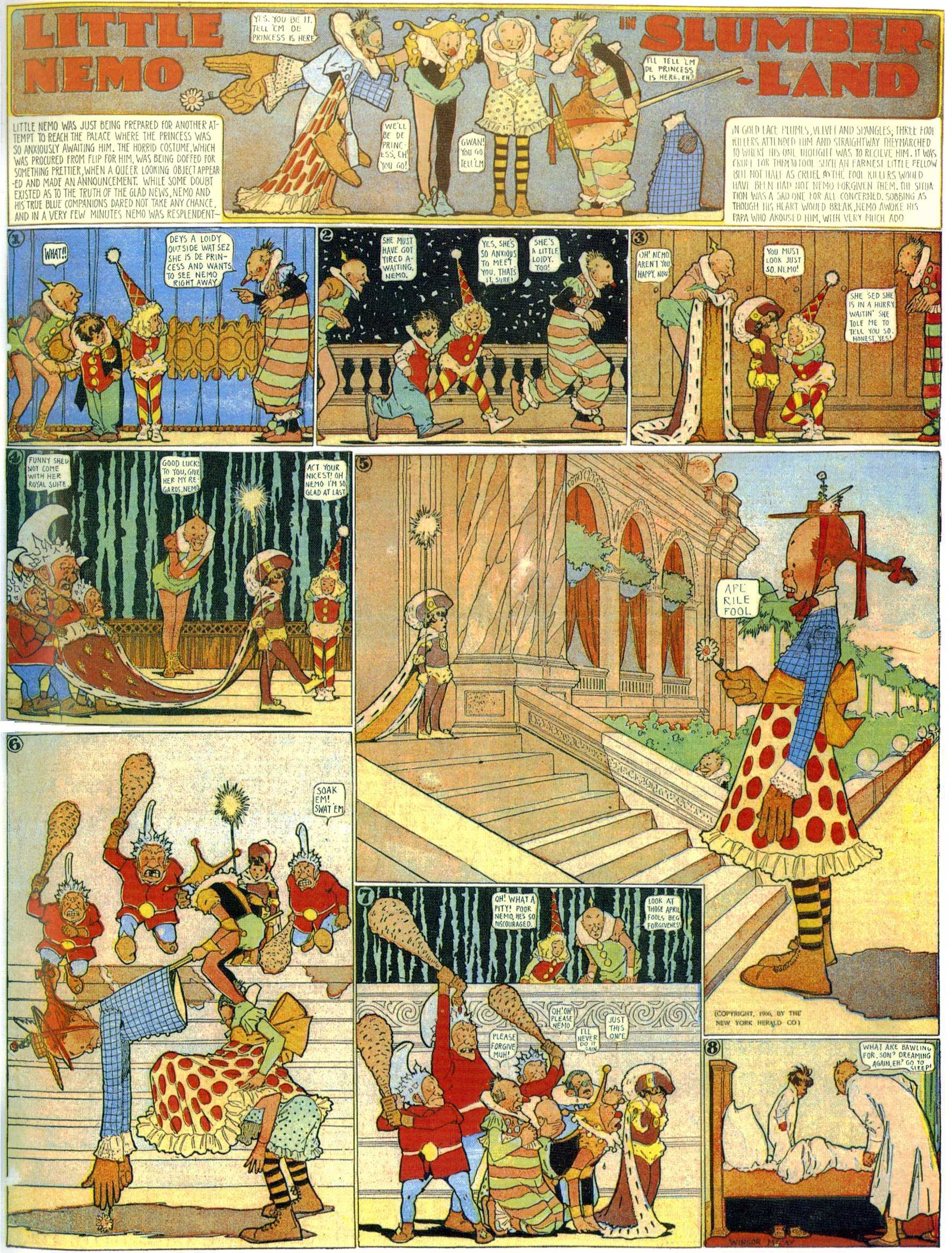 Little Nemo in Slumberland (1905–1914), page 25. Little Nemo in Slumberland by Winsor McCay. Public domain in the United States. https://archive.org/details/LittleNemo1905-14FromWinsorMccayAsCbz