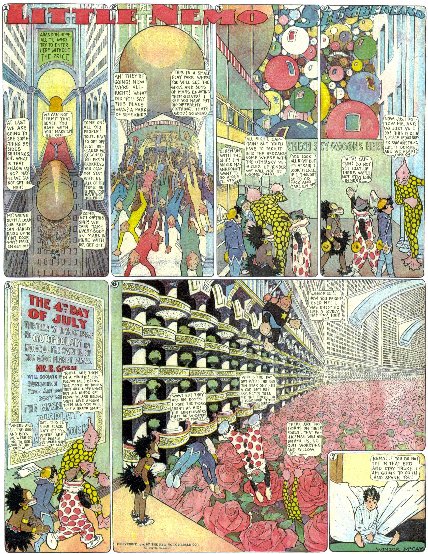 Little Nemo in Slumberland (1905–1914), page 246. Little Nemo in Slumberland by Winsor McCay. Public domain in the United States. https://archive.org/details/LittleNemo1905-14FromWinsorMccayAsCbz