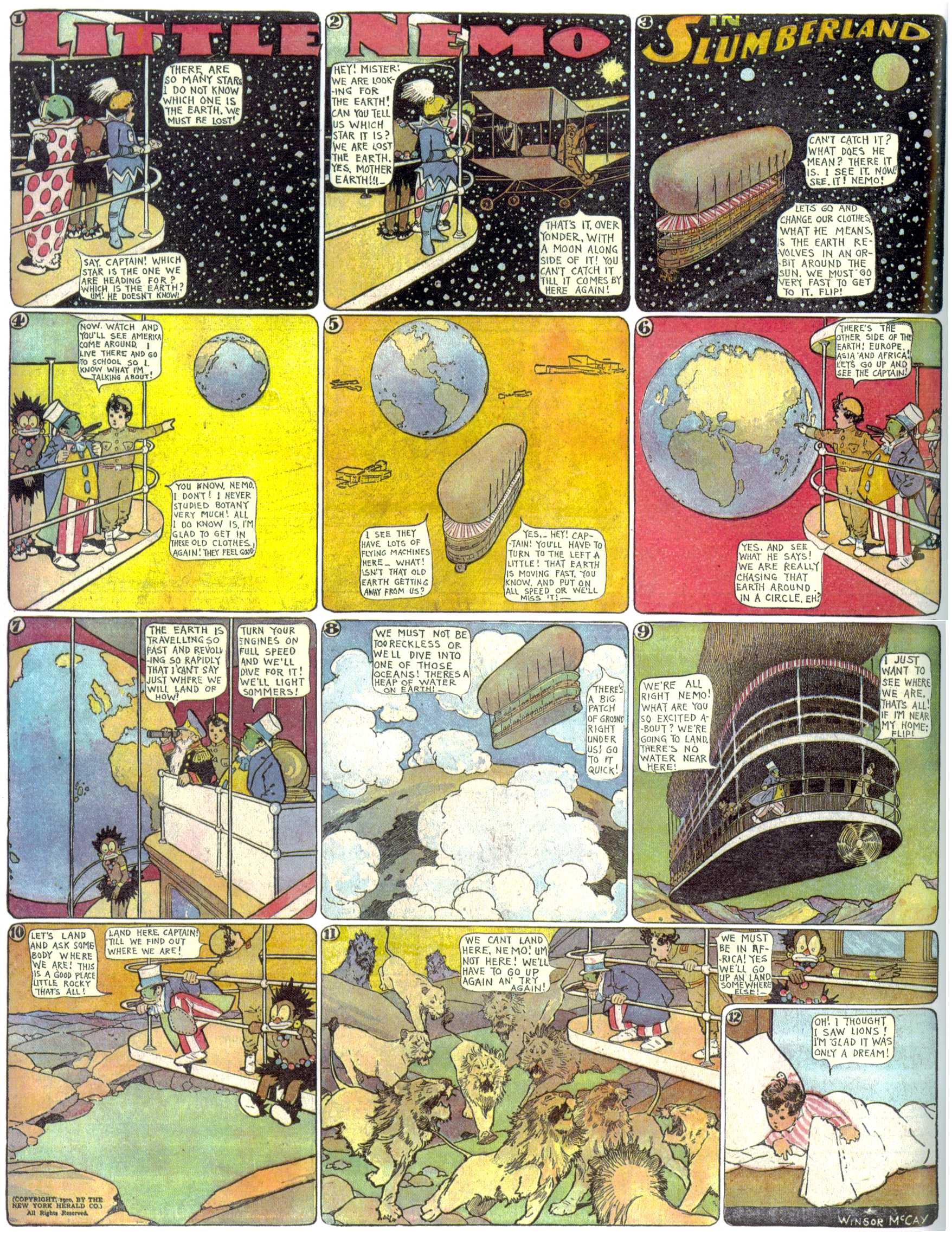 Little Nemo in Slumberland (1905–1914), page 255. Little Nemo in Slumberland by Winsor McCay. Public domain in the United States. https://archive.org/details/LittleNemo1905-14FromWinsorMccayAsCbz