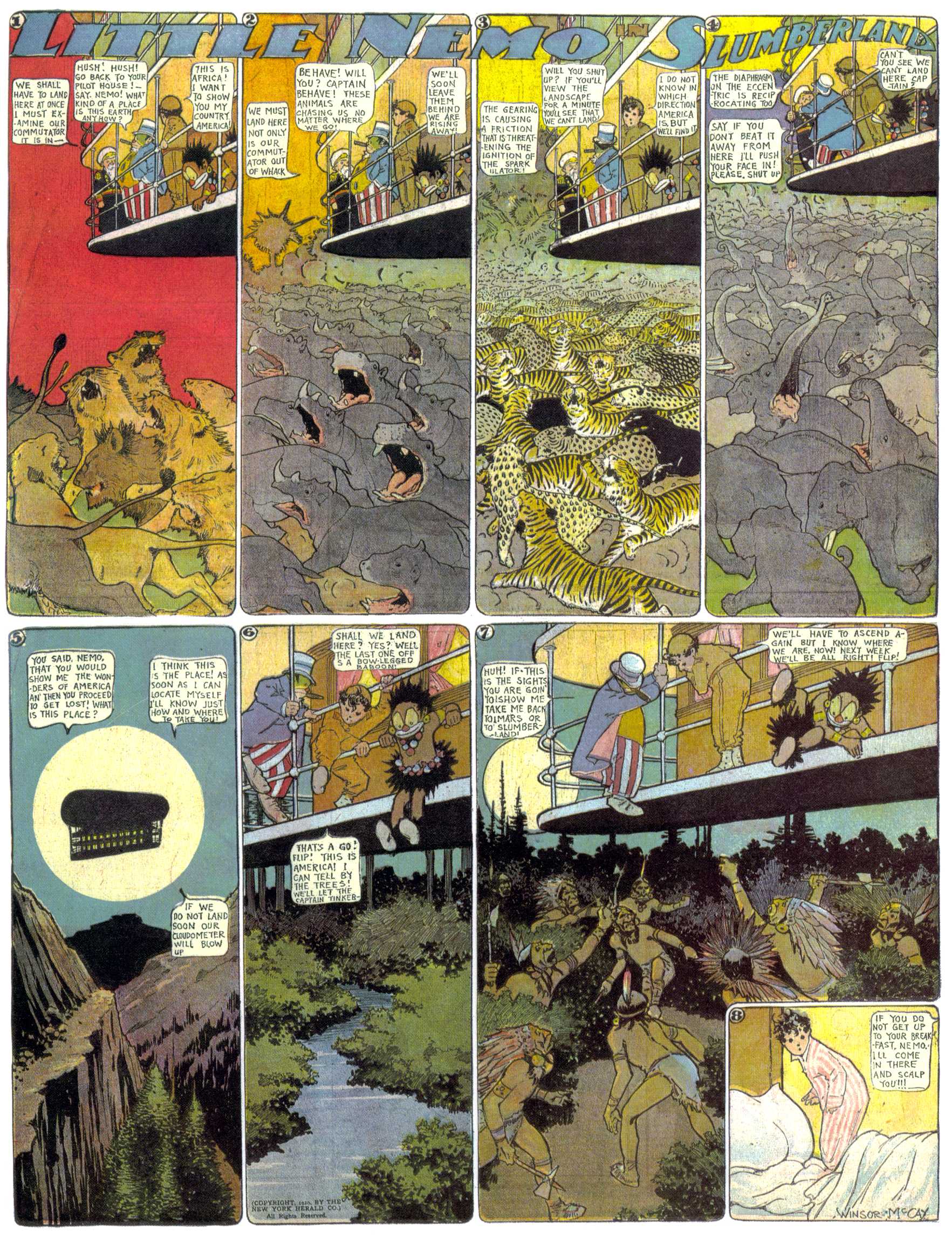 Little Nemo in Slumberland (1905–1914), page 256. Little Nemo in Slumberland by Winsor McCay. Public domain in the United States. https://archive.org/details/LittleNemo1905-14FromWinsorMccayAsCbz