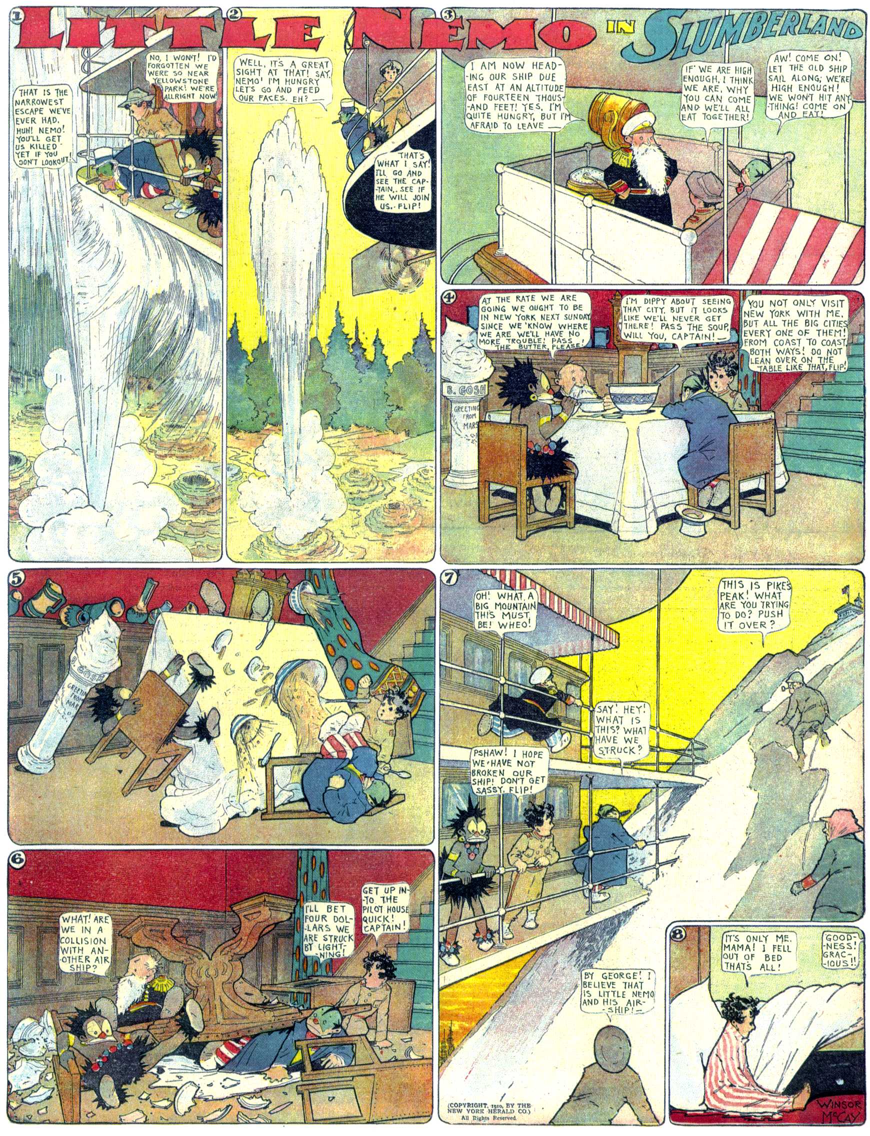 Little Nemo in Slumberland (1905–1914), page 258. Little Nemo in Slumberland by Winsor McCay. Public domain in the United States. https://archive.org/details/LittleNemo1905-14FromWinsorMccayAsCbz