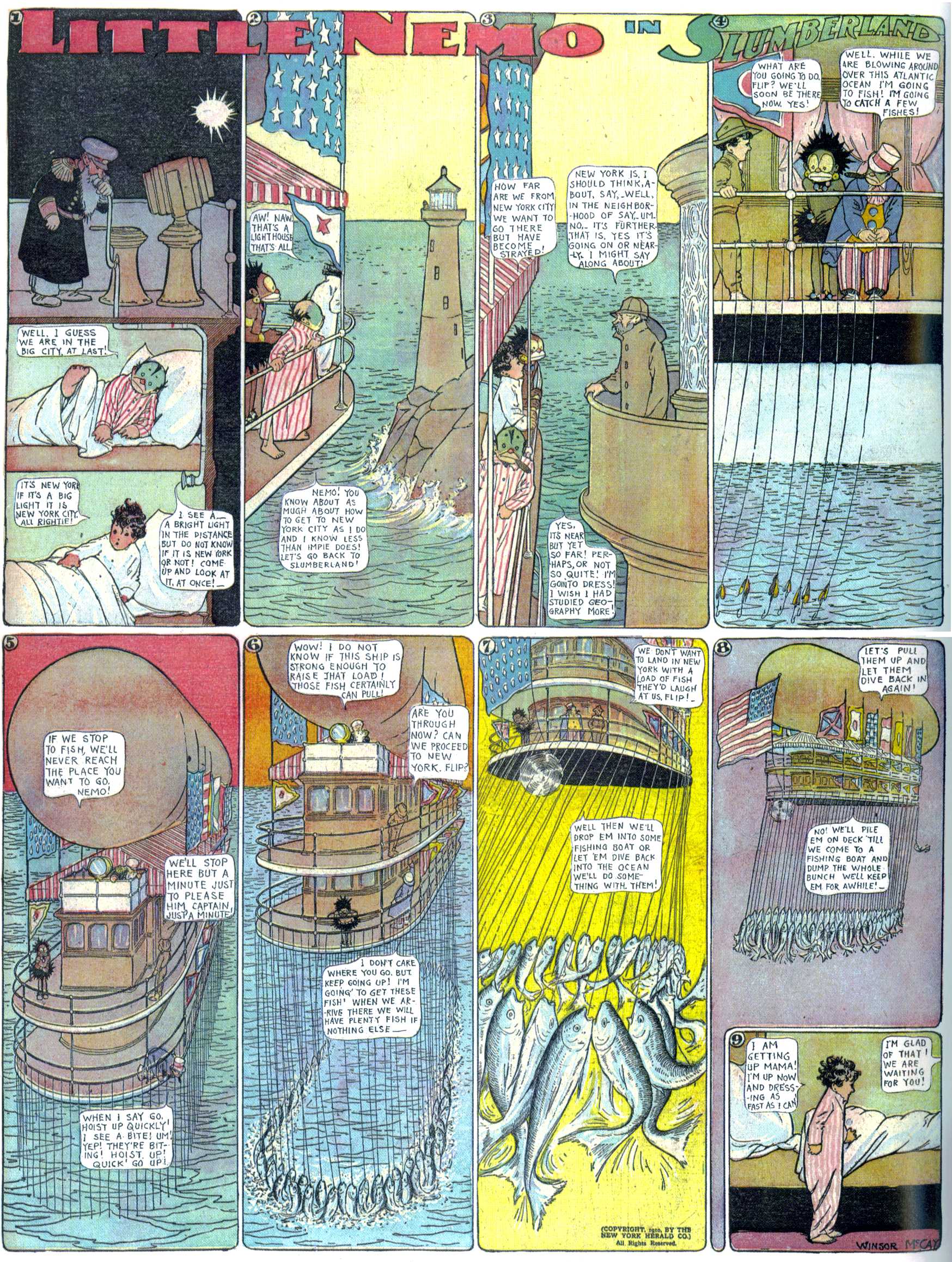 Little Nemo in Slumberland (1905–1914), page 265. Little Nemo in Slumberland by Winsor McCay. Public domain in the United States. https://archive.org/details/LittleNemo1905-14FromWinsorMccayAsCbz