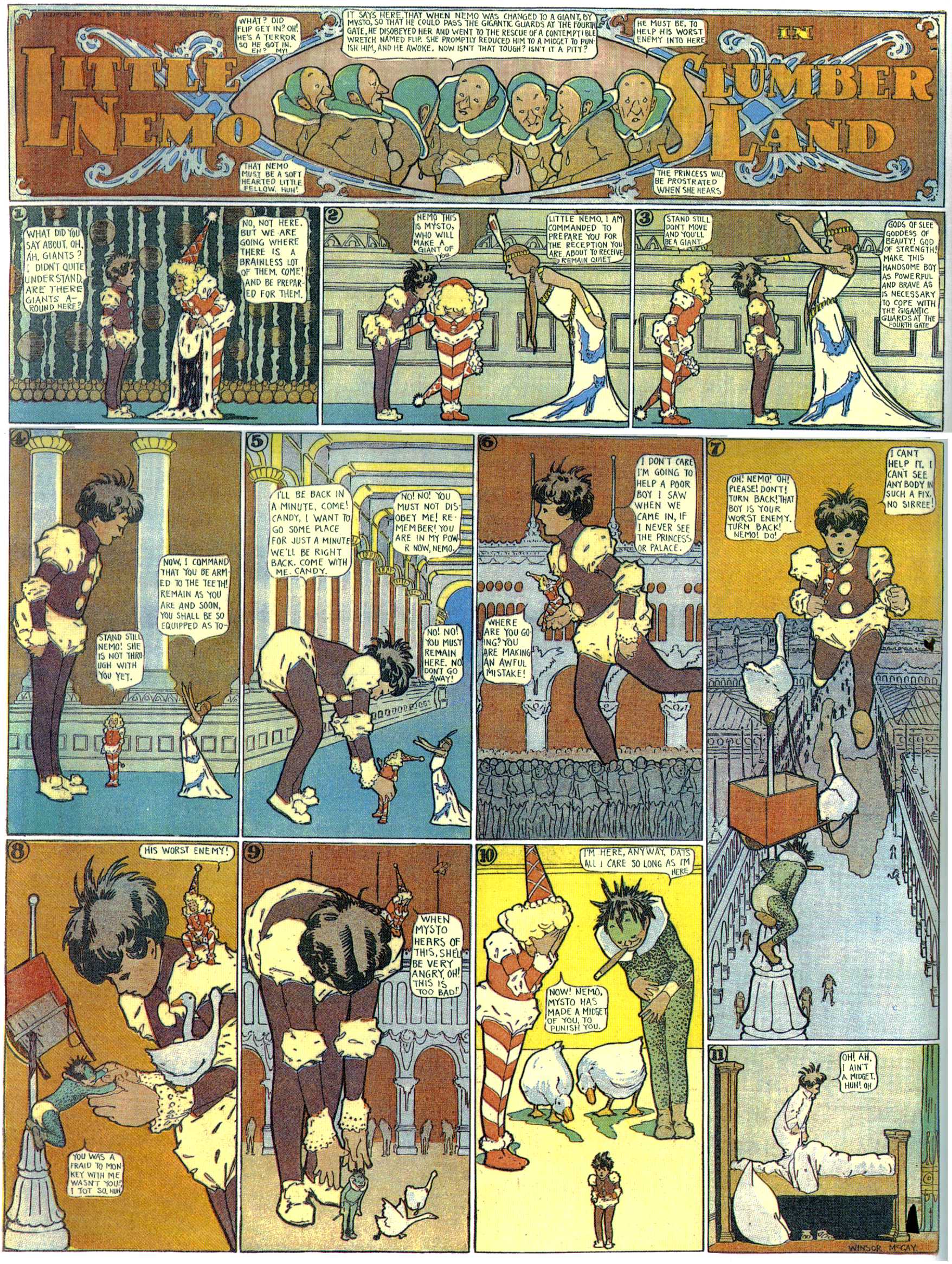 Little Nemo in Slumberland (1905–1914), page 32. Little Nemo in Slumberland by Winsor McCay. Public domain in the United States. https://archive.org/details/LittleNemo1905-14FromWinsorMccayAsCbz