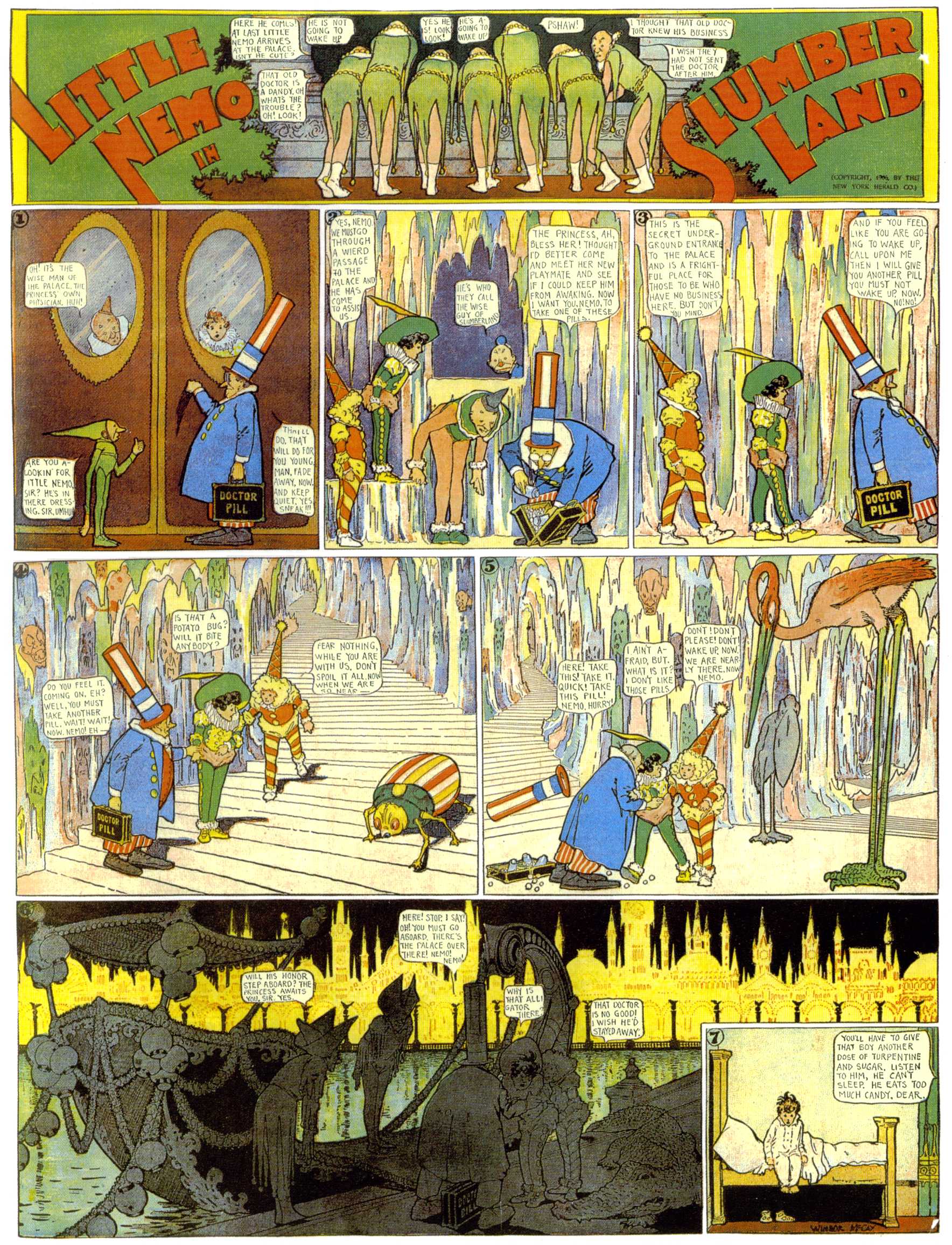 Little Nemo in Slumberland (1905–1914), page 35. Little Nemo in Slumberland by Winsor McCay. Public domain in the United States. https://archive.org/details/LittleNemo1905-14FromWinsorMccayAsCbz