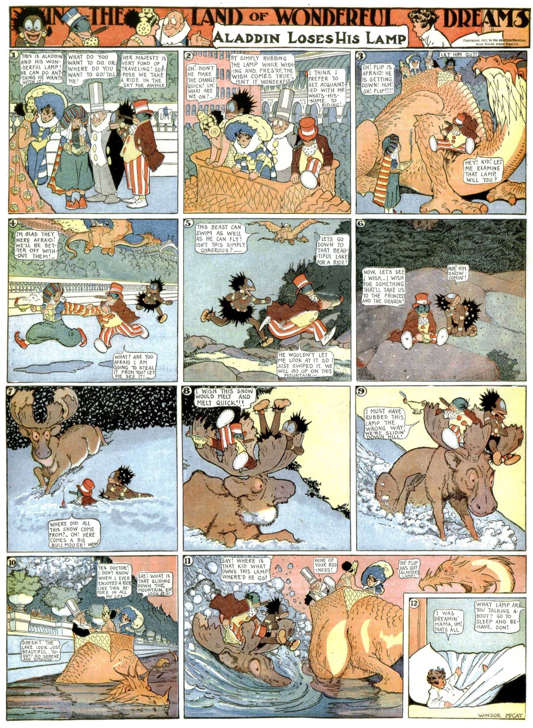Little Nemo in Slumberland (1905–1914), page 357. Little Nemo in Slumberland by Winsor McCay. Public domain in the United States. https://archive.org/details/LittleNemo1905-14FromWinsorMccayAsCbz