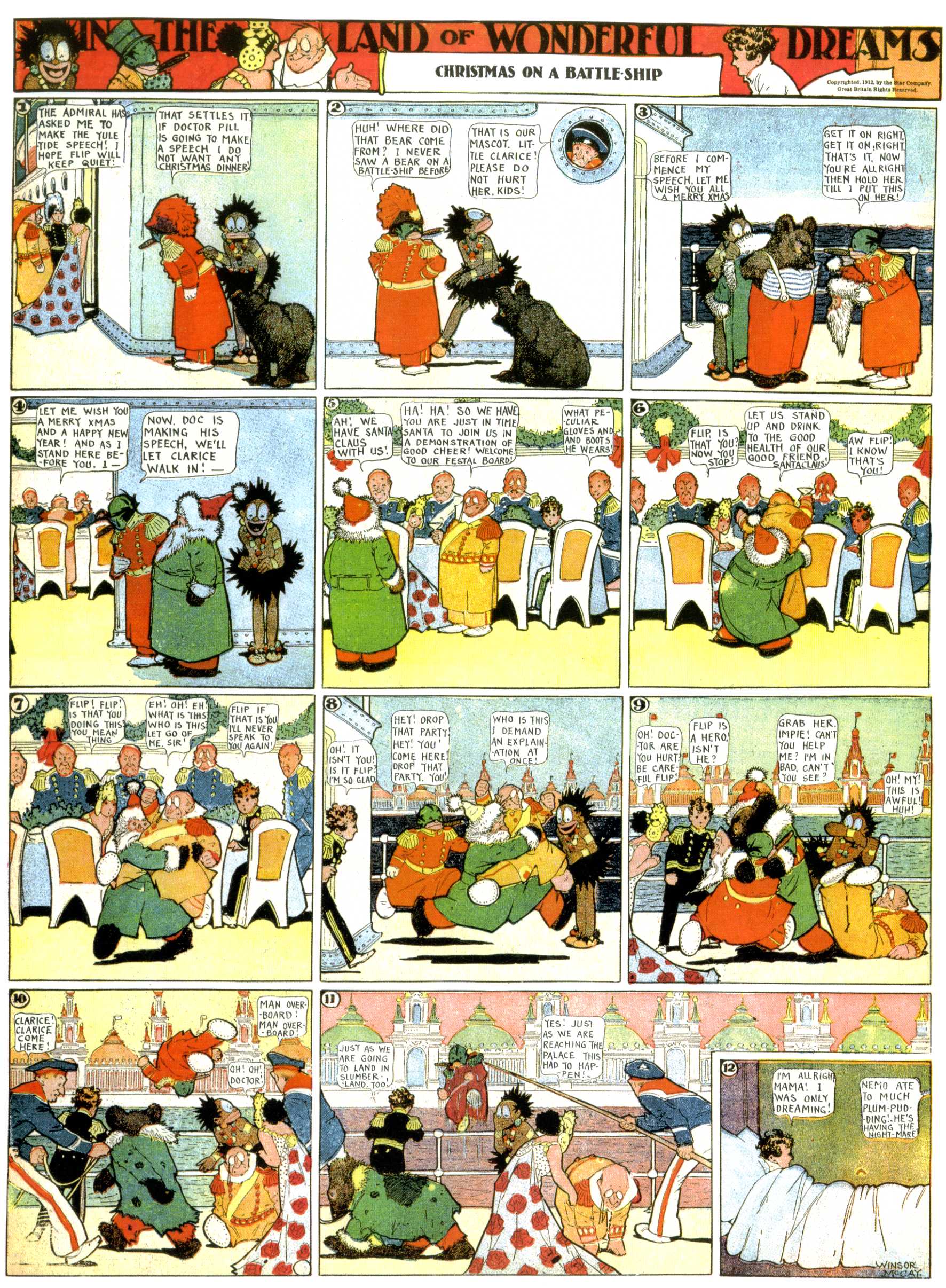 Little Nemo in Slumberland (1905–1914), page 369. Little Nemo in Slumberland by Winsor McCay. Public domain in the United States. https://archive.org/details/LittleNemo1905-14FromWinsorMccayAsCbz