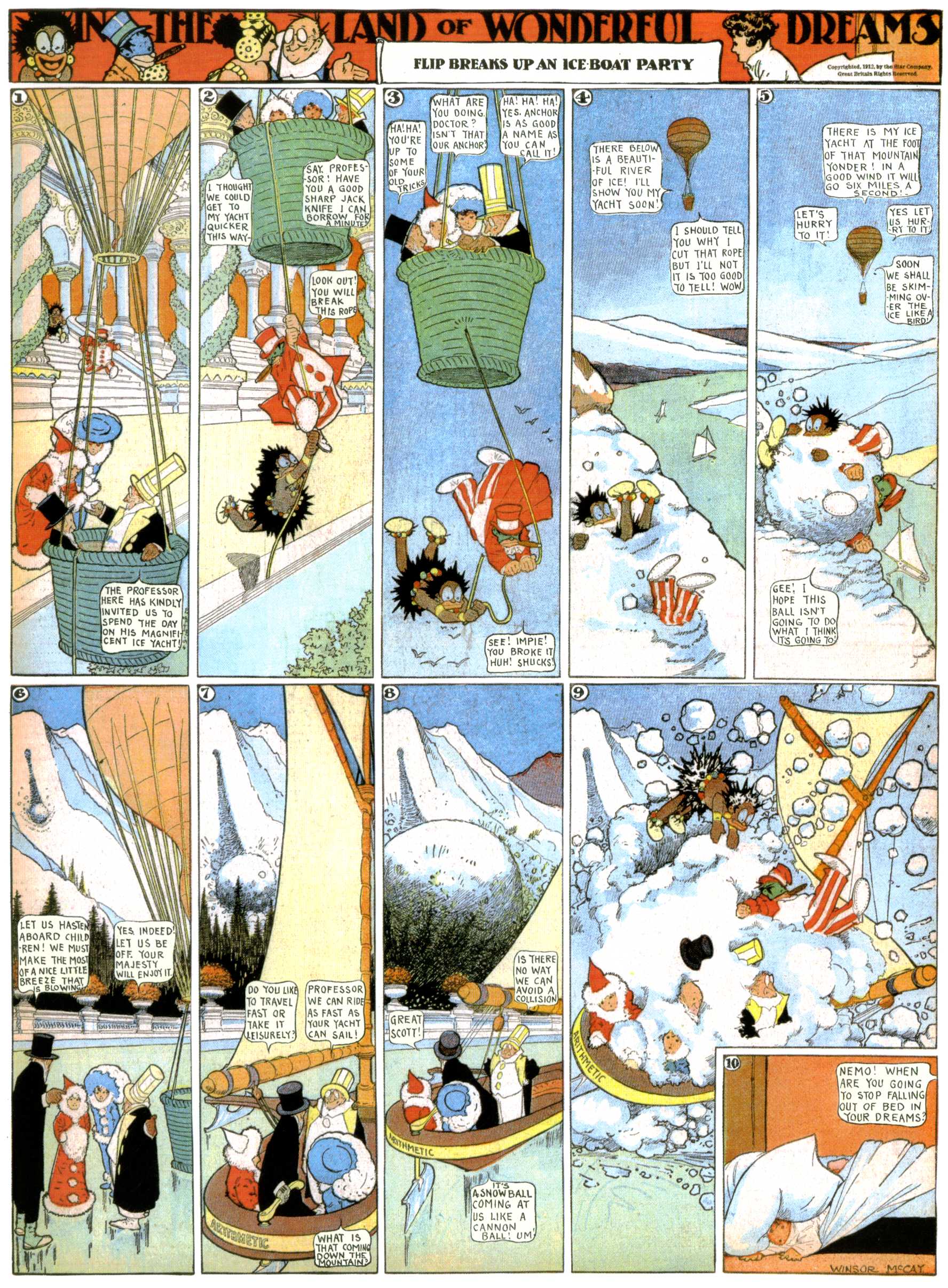 Little Nemo in Slumberland (1905–1914), page 373. Little Nemo in Slumberland by Winsor McCay. Public domain in the United States. https://archive.org/details/LittleNemo1905-14FromWinsorMccayAsCbz