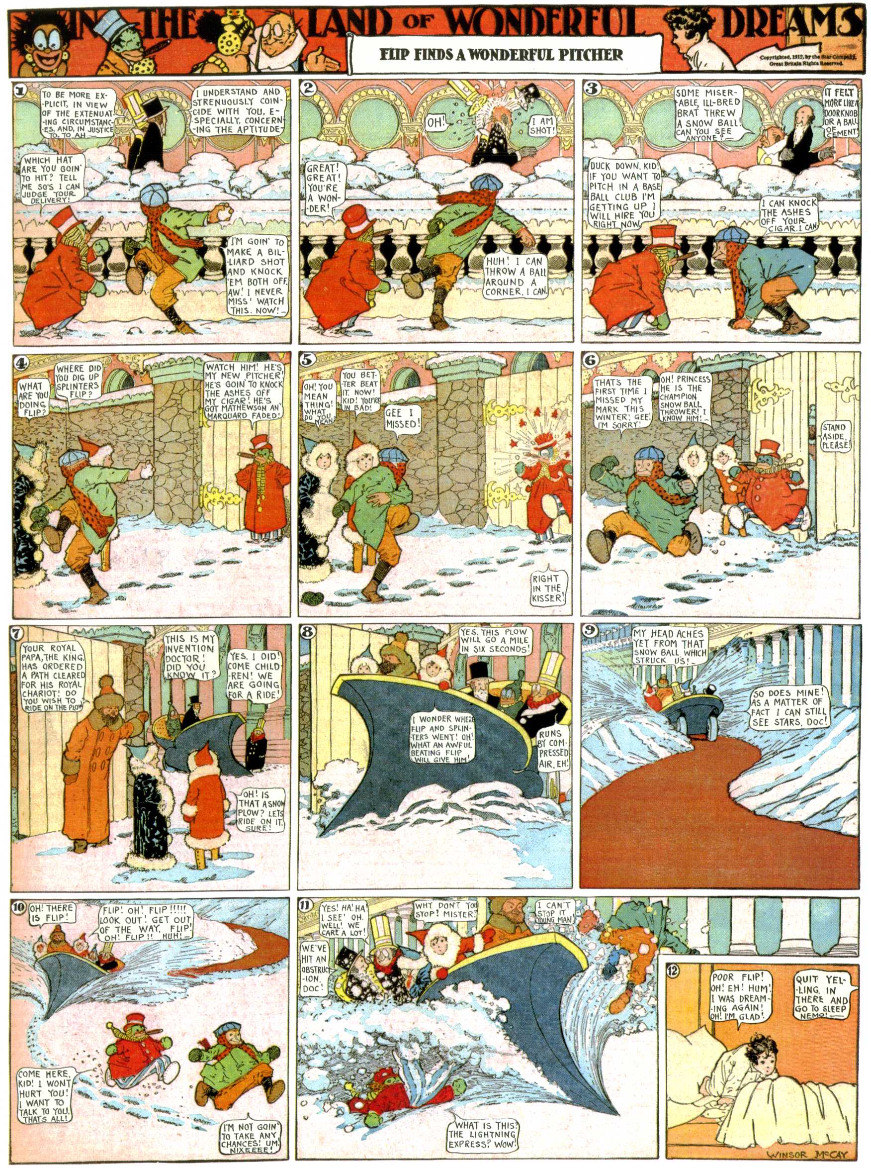 Little Nemo in Slumberland (1905–1914), page 374. Little Nemo in Slumberland by Winsor McCay. Public domain in the United States. https://archive.org/details/LittleNemo1905-14FromWinsorMccayAsCbz