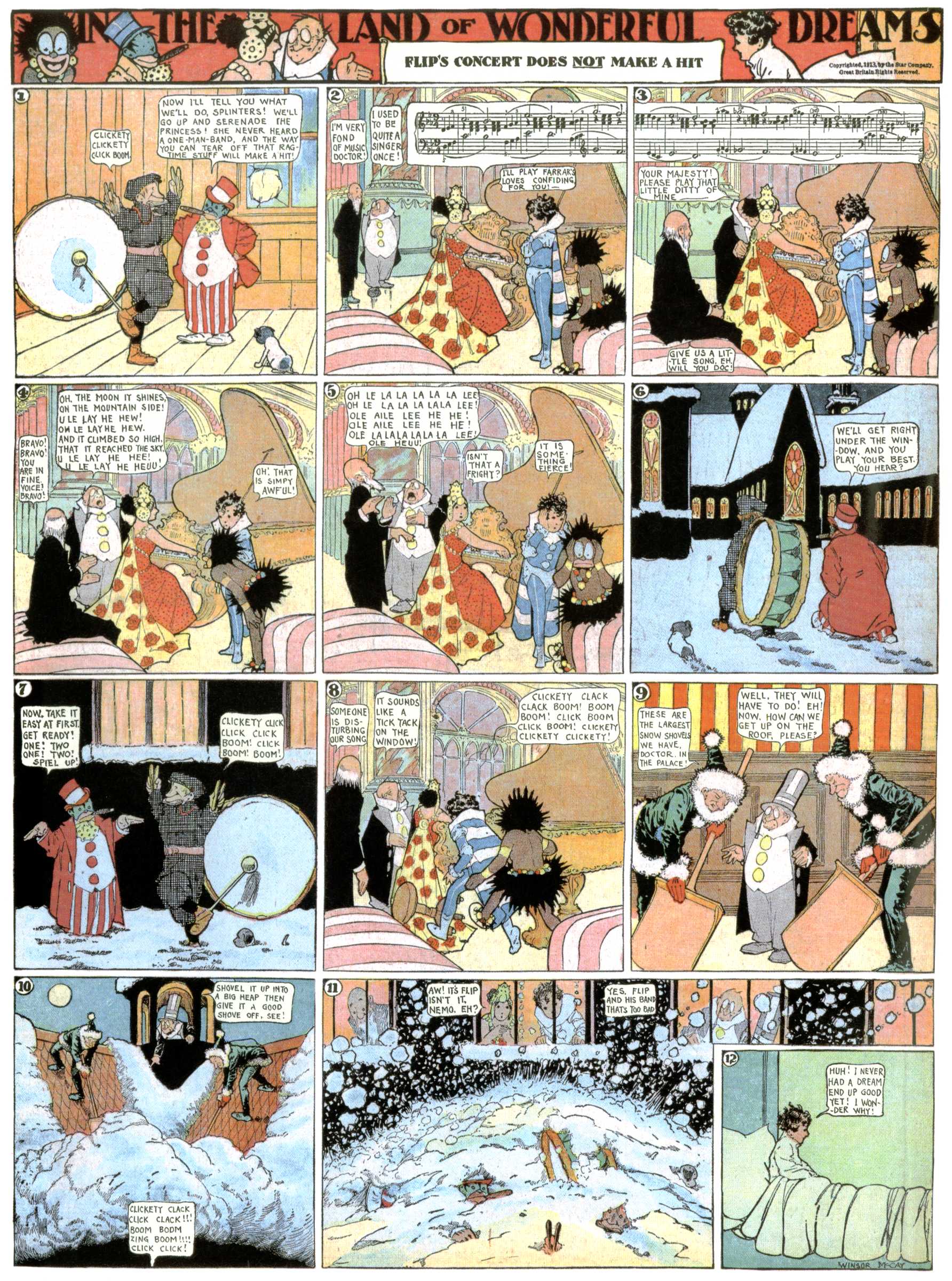 Little Nemo in Slumberland (1905–1914), page 375. Little Nemo in Slumberland by Winsor McCay. Public domain in the United States. https://archive.org/details/LittleNemo1905-14FromWinsorMccayAsCbz