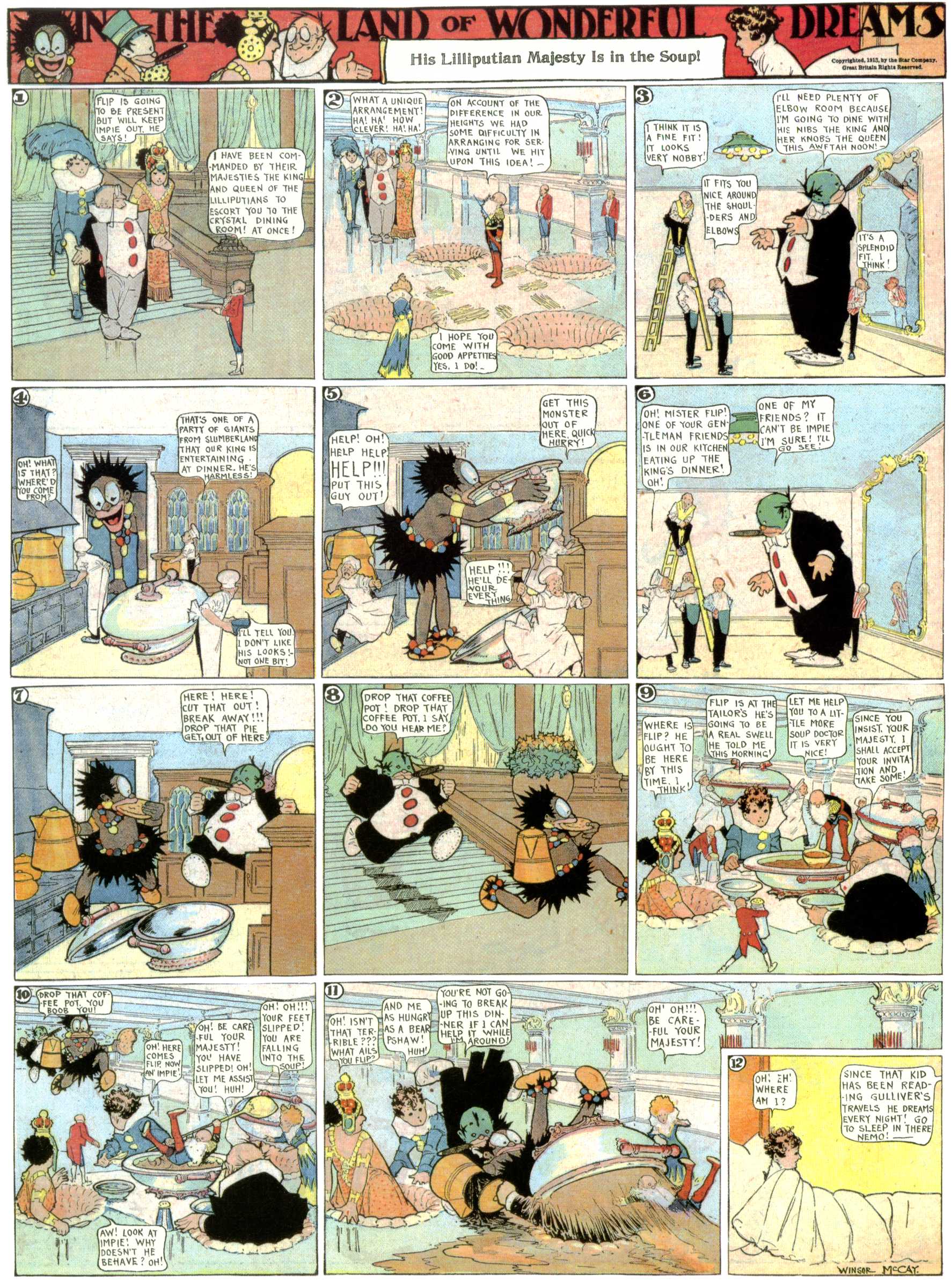 Little Nemo in Slumberland (1905–1914), page 380. Little Nemo in Slumberland by Winsor McCay. Public domain in the United States. https://archive.org/details/LittleNemo1905-14FromWinsorMccayAsCbz