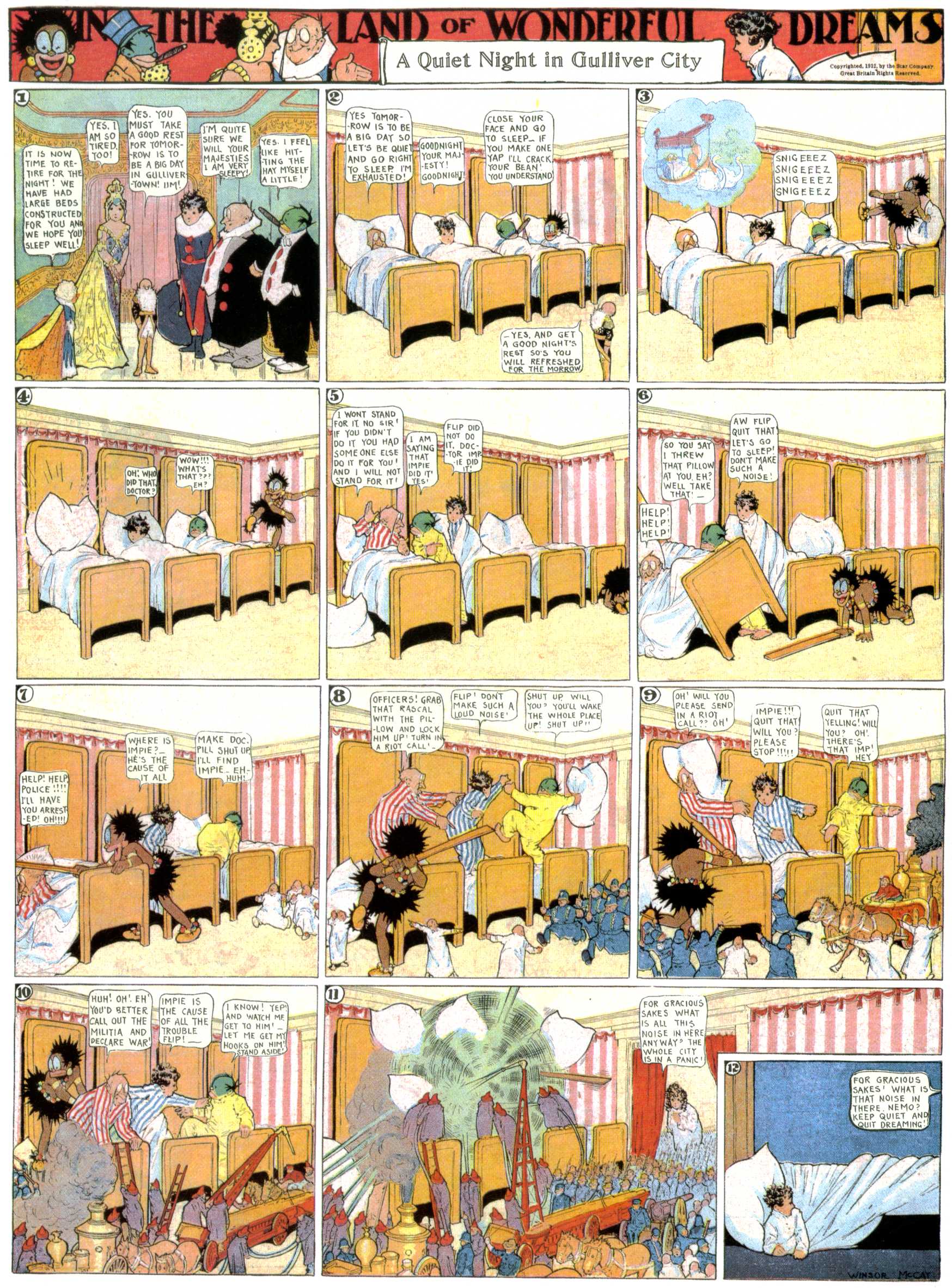 Little Nemo in Slumberland (1905–1914), page 381. Little Nemo in Slumberland by Winsor McCay. Public domain in the United States. https://archive.org/details/LittleNemo1905-14FromWinsorMccayAsCbz