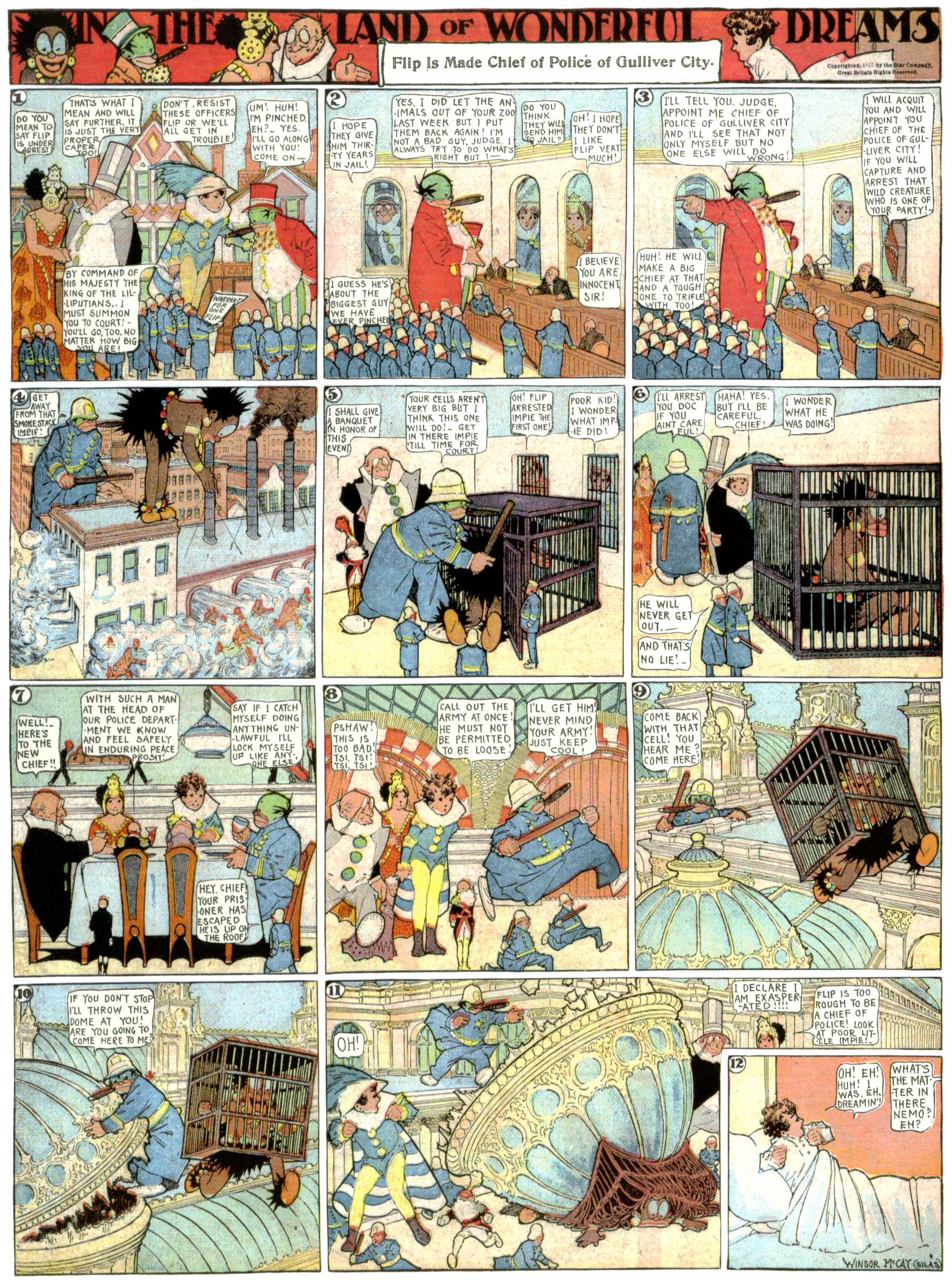 Little Nemo in Slumberland (1905–1914), page 384. Little Nemo in Slumberland by Winsor McCay. Public domain in the United States. https://archive.org/details/LittleNemo1905-14FromWinsorMccayAsCbz