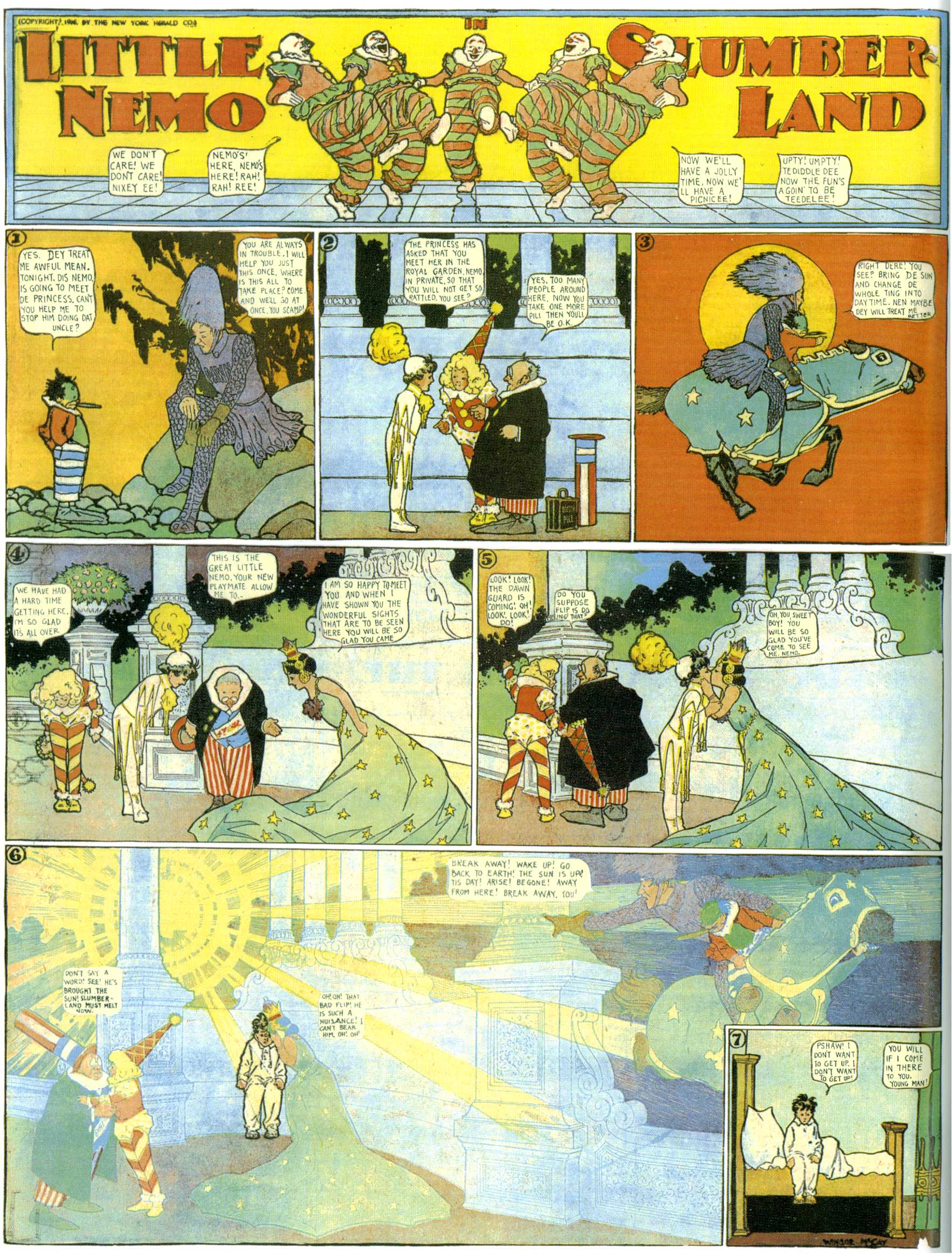 Little Nemo in Slumberland (1905–1914), page 40. Little Nemo in Slumberland by Winsor McCay. Public domain in the United States. https://archive.org/details/LittleNemo1905-14FromWinsorMccayAsCbz