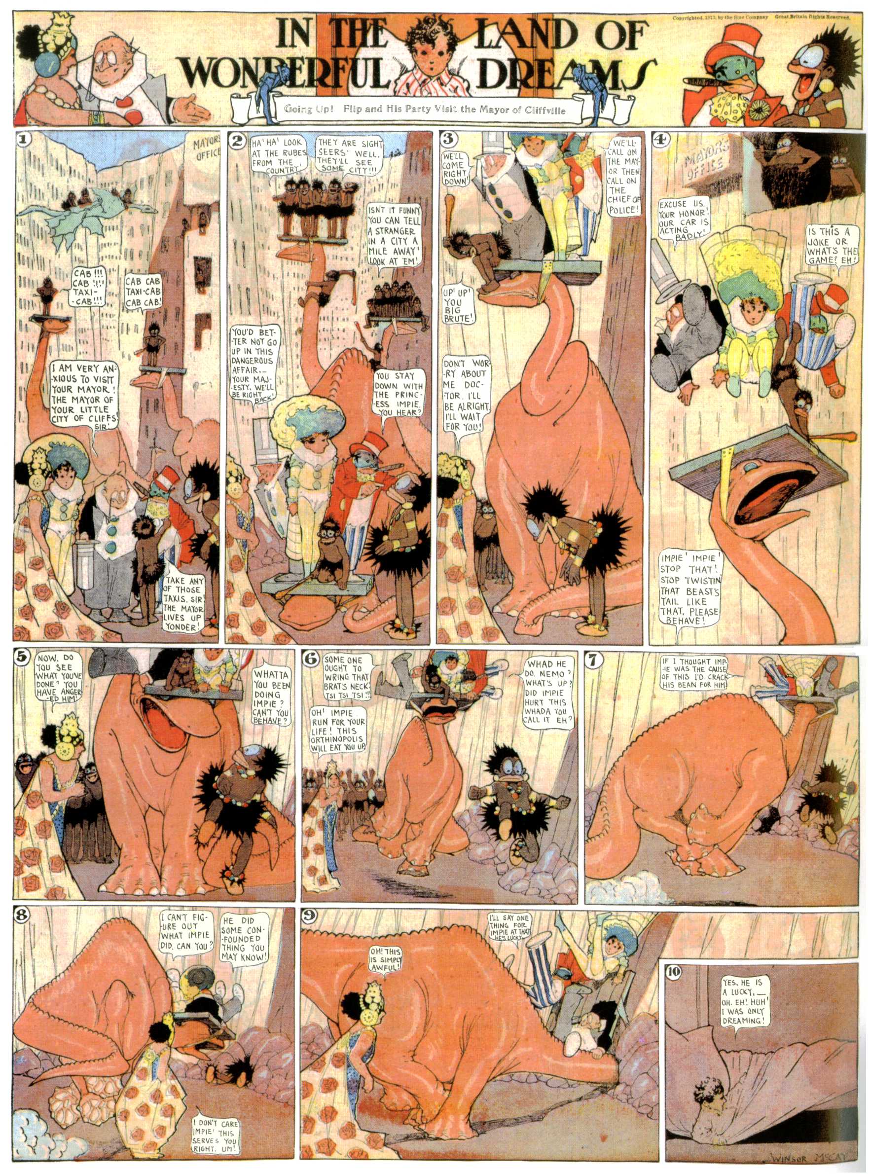 Little Nemo in Slumberland (1905–1914), page 405. Little Nemo in Slumberland by Winsor McCay. Public domain in the United States. https://archive.org/details/LittleNemo1905-14FromWinsorMccayAsCbz