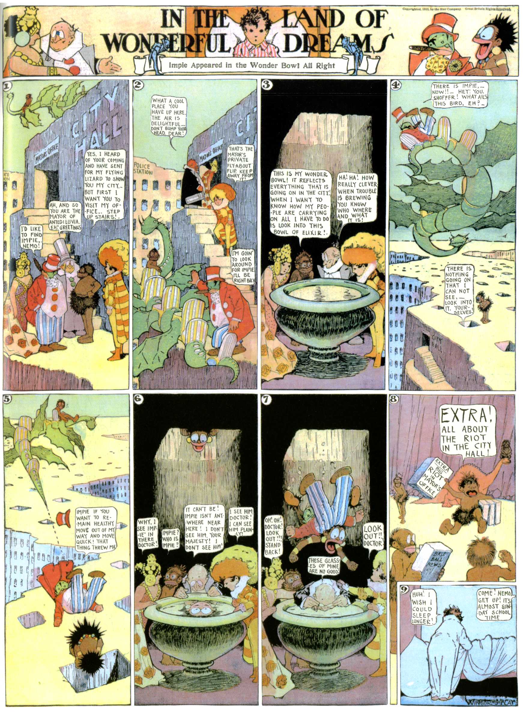 Little Nemo in Slumberland (1905–1914), page 406. Little Nemo in Slumberland by Winsor McCay. Public domain in the United States. https://archive.org/details/LittleNemo1905-14FromWinsorMccayAsCbz