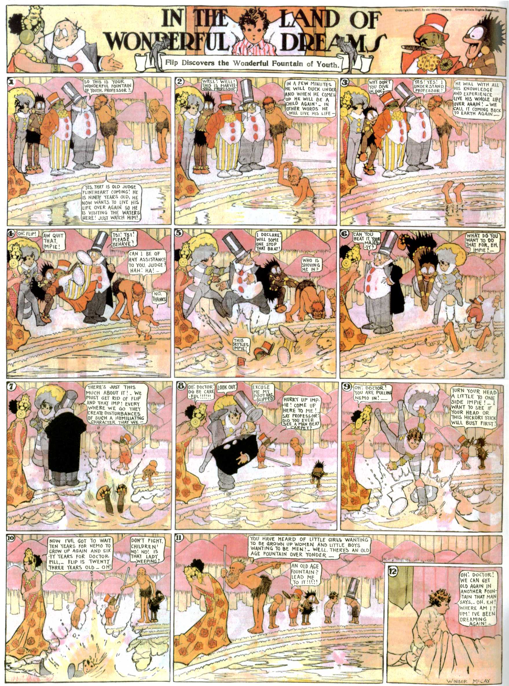 Little Nemo in Slumberland (1905–1914), page 411. Little Nemo in Slumberland by Winsor McCay. Public domain in the United States. https://archive.org/details/LittleNemo1905-14FromWinsorMccayAsCbz
