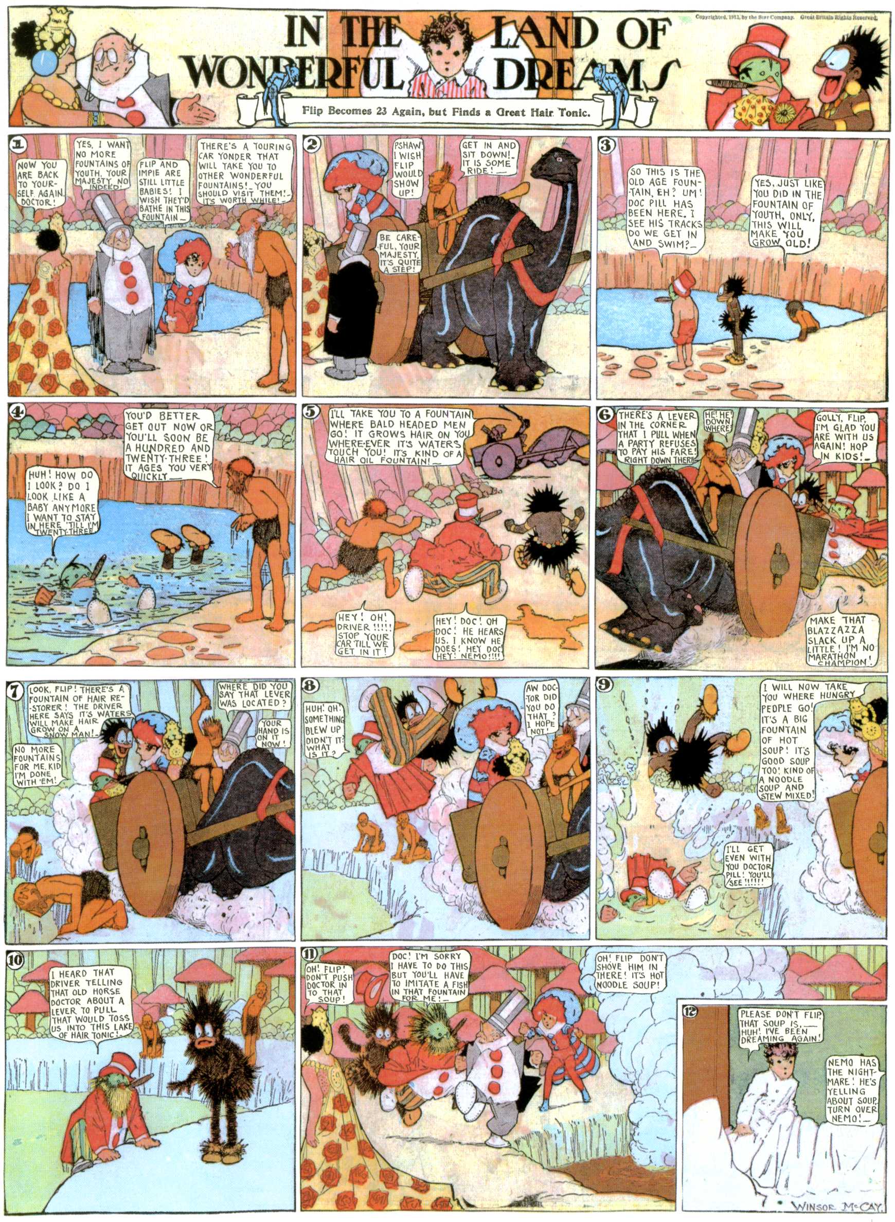 Little Nemo in Slumberland (1905–1914), page 412. Little Nemo in Slumberland by Winsor McCay. Public domain in the United States. https://archive.org/details/LittleNemo1905-14FromWinsorMccayAsCbz