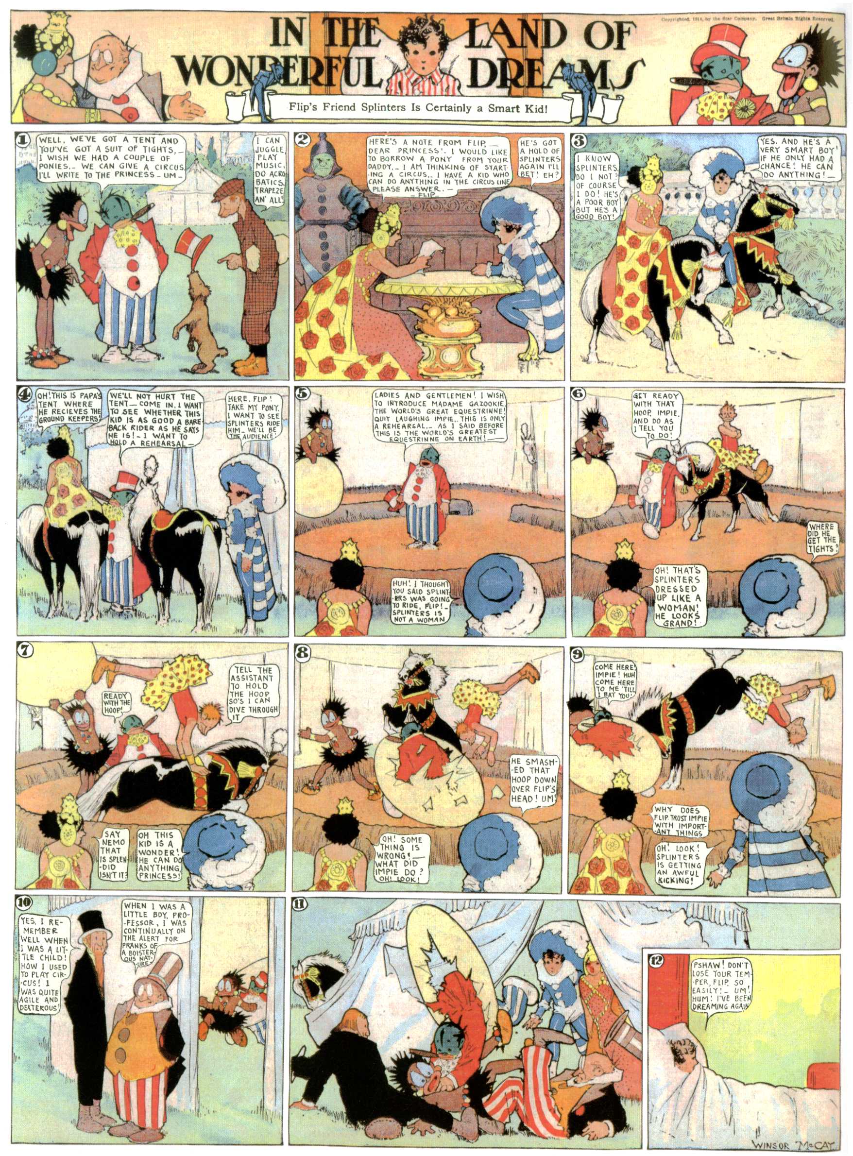 Little Nemo in Slumberland (1905–1914), page 417. Little Nemo in Slumberland by Winsor McCay. Public domain in the United States. https://archive.org/details/LittleNemo1905-14FromWinsorMccayAsCbz