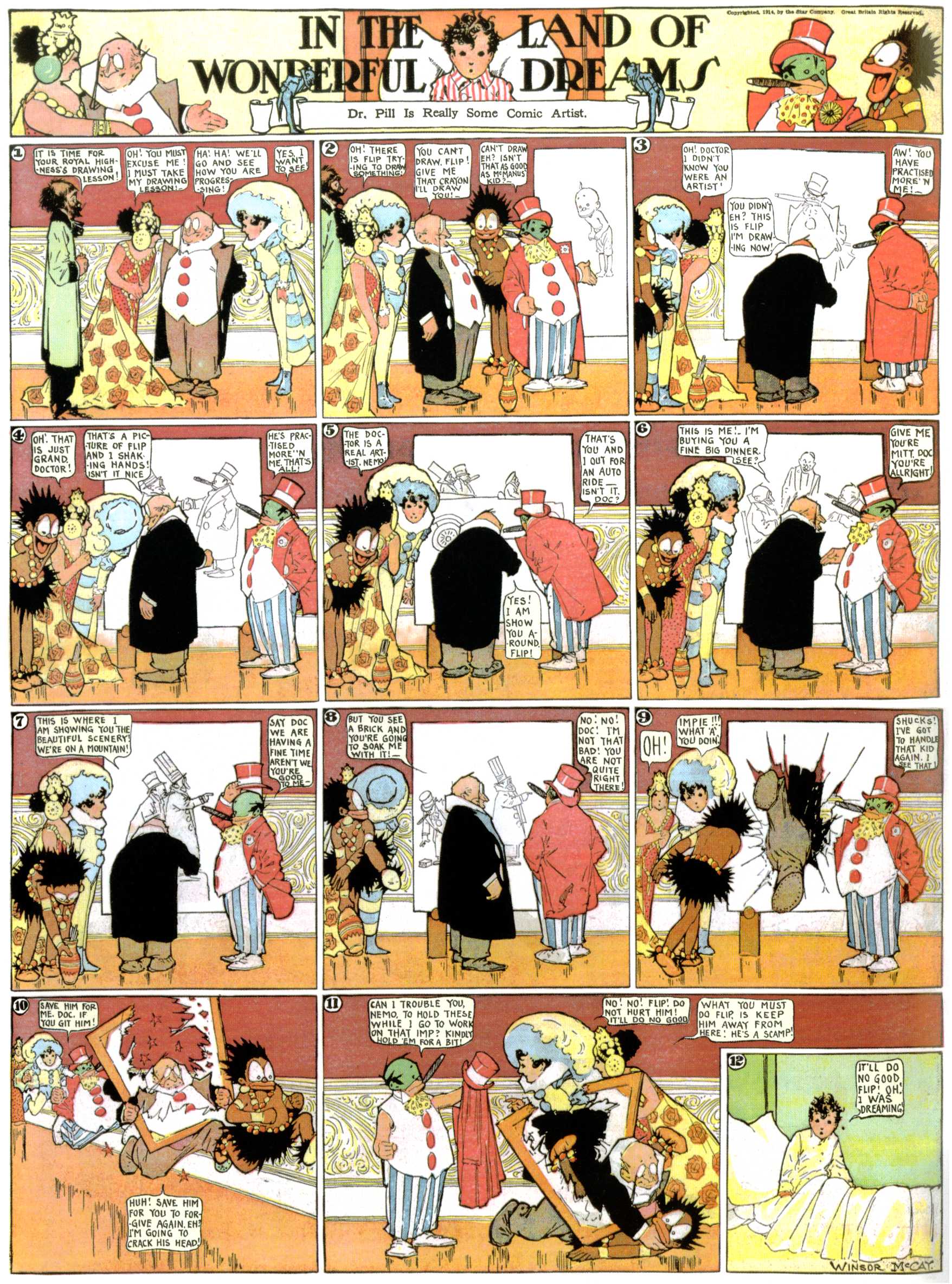 Little Nemo in Slumberland (1905–1914), page 419. Little Nemo in Slumberland by Winsor McCay. Public domain in the United States. https://archive.org/details/LittleNemo1905-14FromWinsorMccayAsCbz