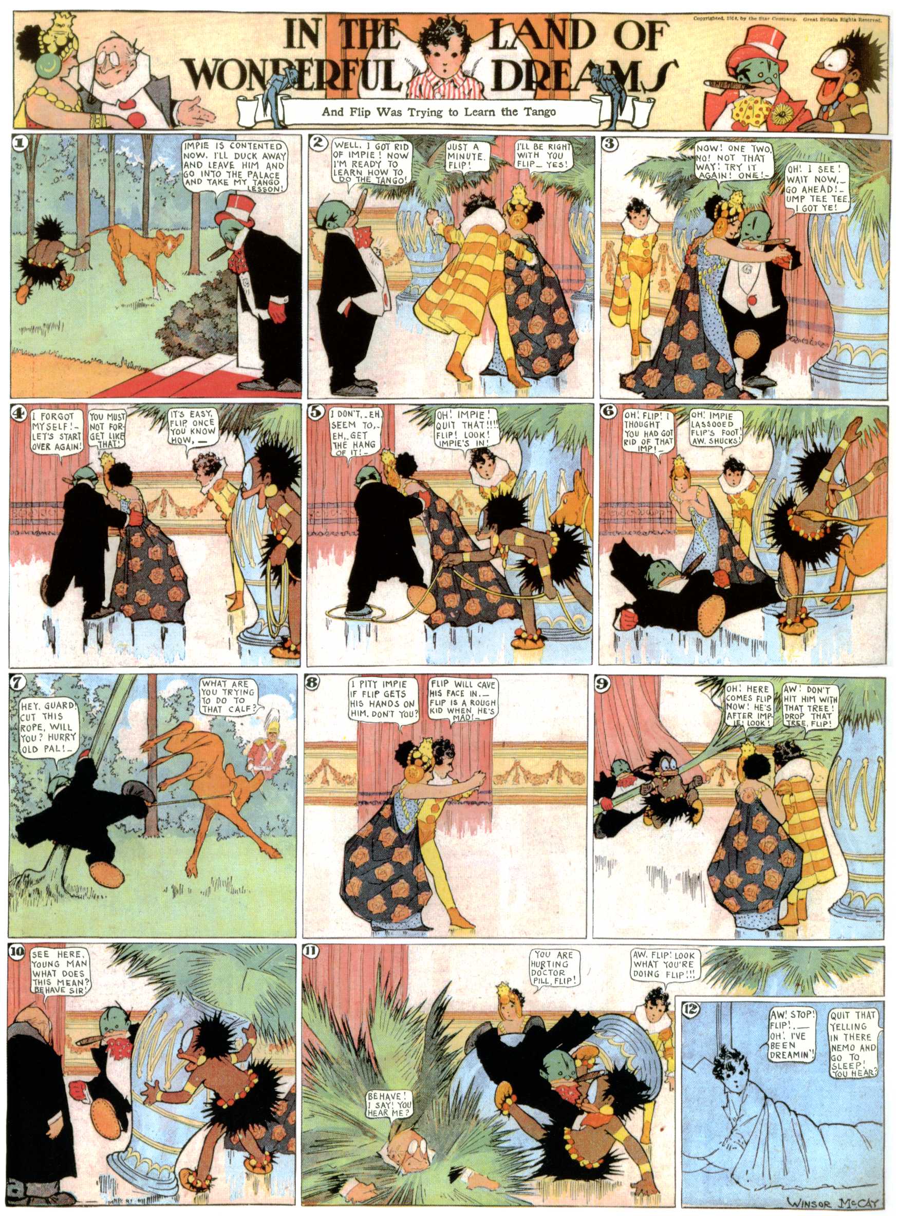 Little Nemo in Slumberland (1905–1914), page 421. Little Nemo in Slumberland by Winsor McCay. Public domain in the United States. https://archive.org/details/LittleNemo1905-14FromWinsorMccayAsCbz