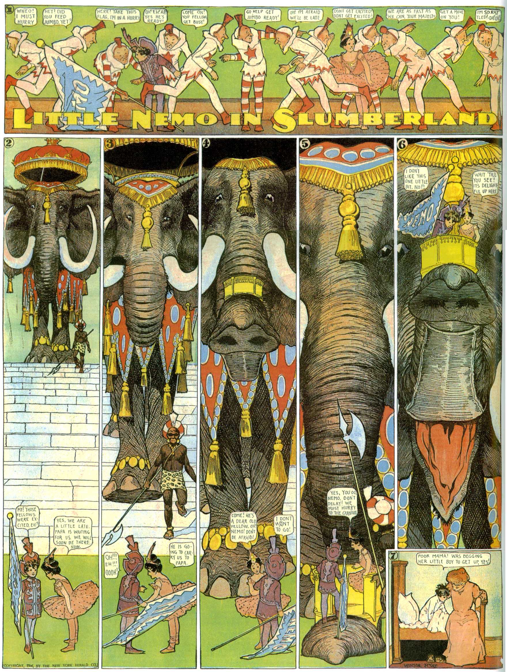 Little Nemo in Slumberland (1905–1914), page 50. Little Nemo in Slumberland by Winsor McCay. Public domain in the United States. https://archive.org/details/LittleNemo1905-14FromWinsorMccayAsCbz