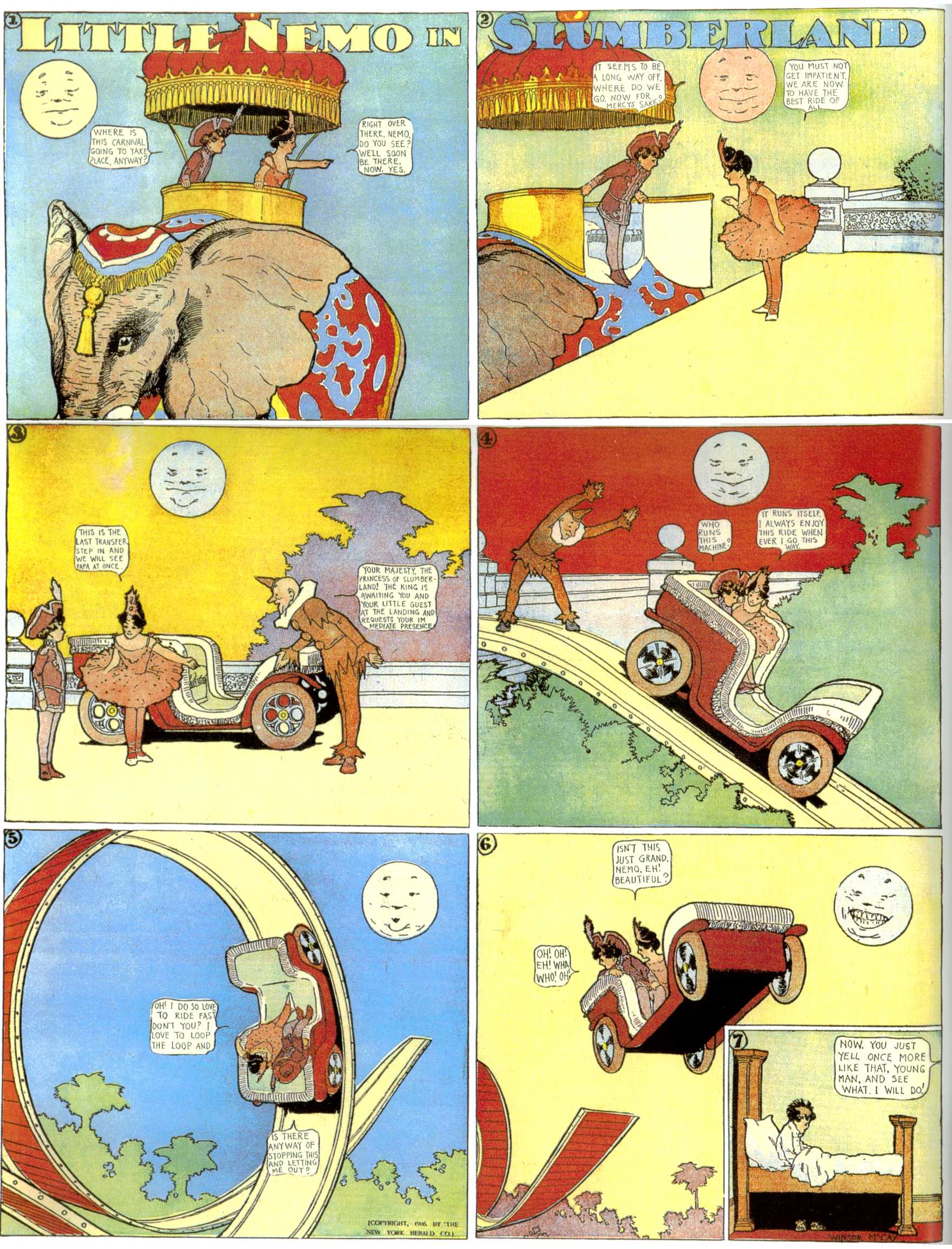 Little Nemo in Slumberland (1905–1914), page 52. Little Nemo in Slumberland by Winsor McCay. Public domain in the United States. https://archive.org/details/LittleNemo1905-14FromWinsorMccayAsCbz