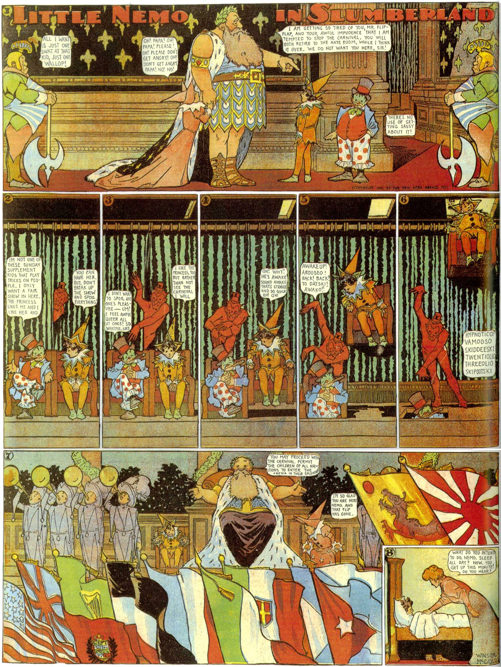 Little Nemo in Slumberland (1905–1914), page 57. Little Nemo in Slumberland by Winsor McCay. Public domain in the United States. https://archive.org/details/LittleNemo1905-14FromWinsorMccayAsCbz