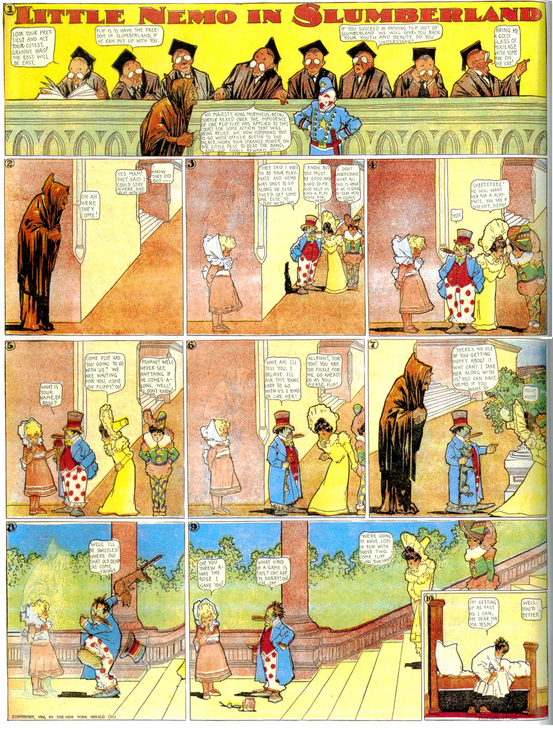 Little Nemo in Slumberland (1905–1914), page 61. Little Nemo in Slumberland by Winsor McCay. Public domain in the United States. https://archive.org/details/LittleNemo1905-14FromWinsorMccayAsCbz