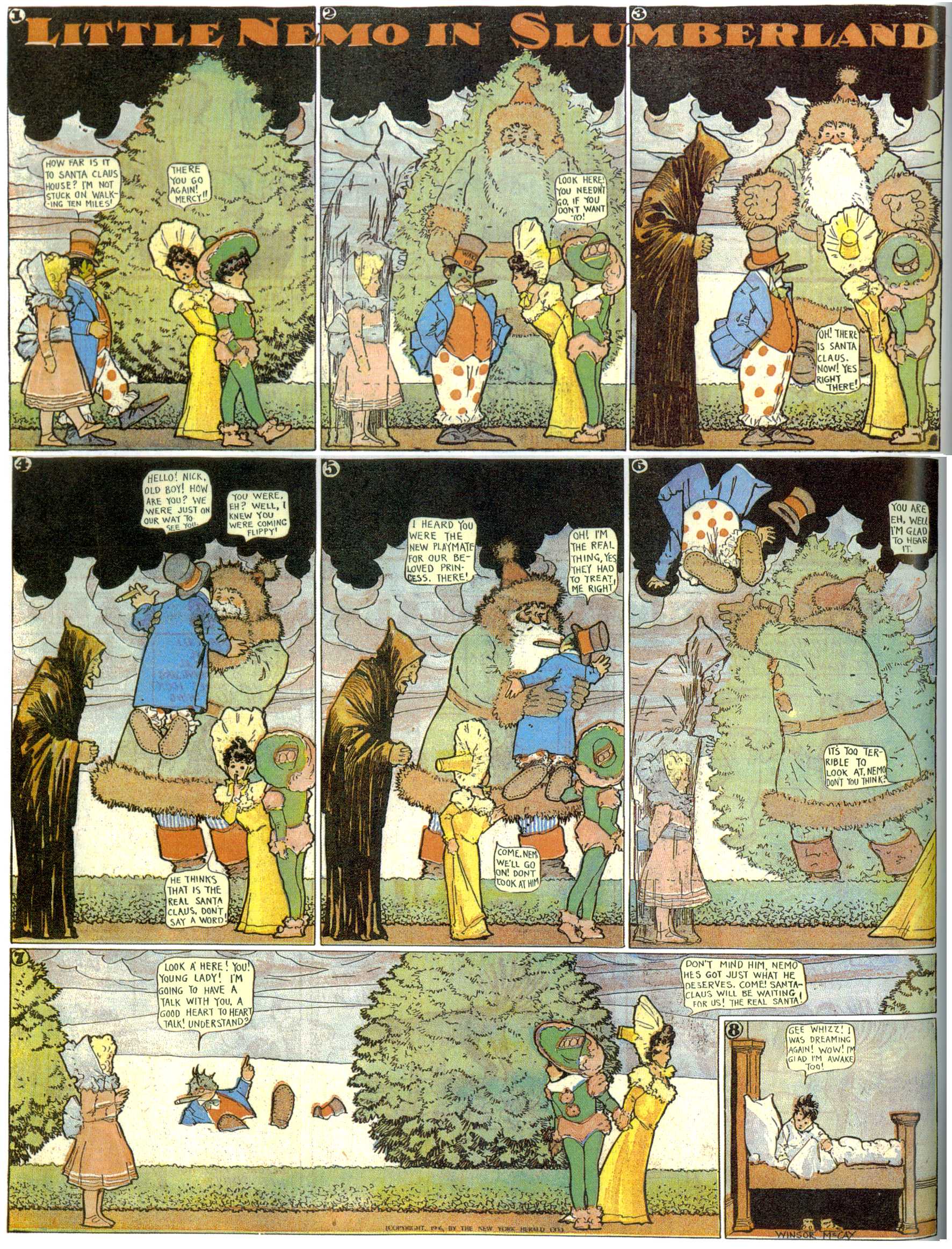 Little Nemo in Slumberland (1905–1914), page 63. Little Nemo in Slumberland by Winsor McCay. Public domain in the United States. https://archive.org/details/LittleNemo1905-14FromWinsorMccayAsCbz