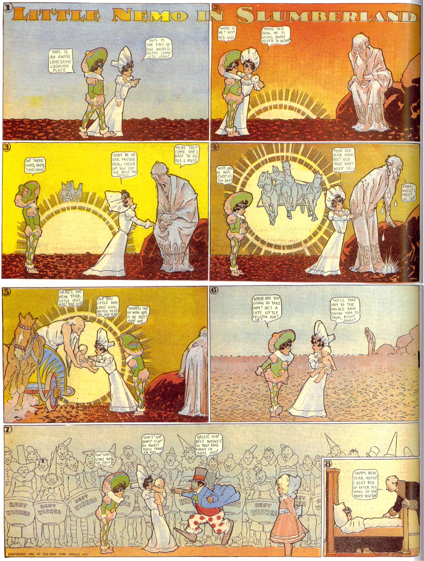 Little Nemo in Slumberland (1905–1914), page 65. Little Nemo in Slumberland by Winsor McCay. Public domain in the United States. https://archive.org/details/LittleNemo1905-14FromWinsorMccayAsCbz