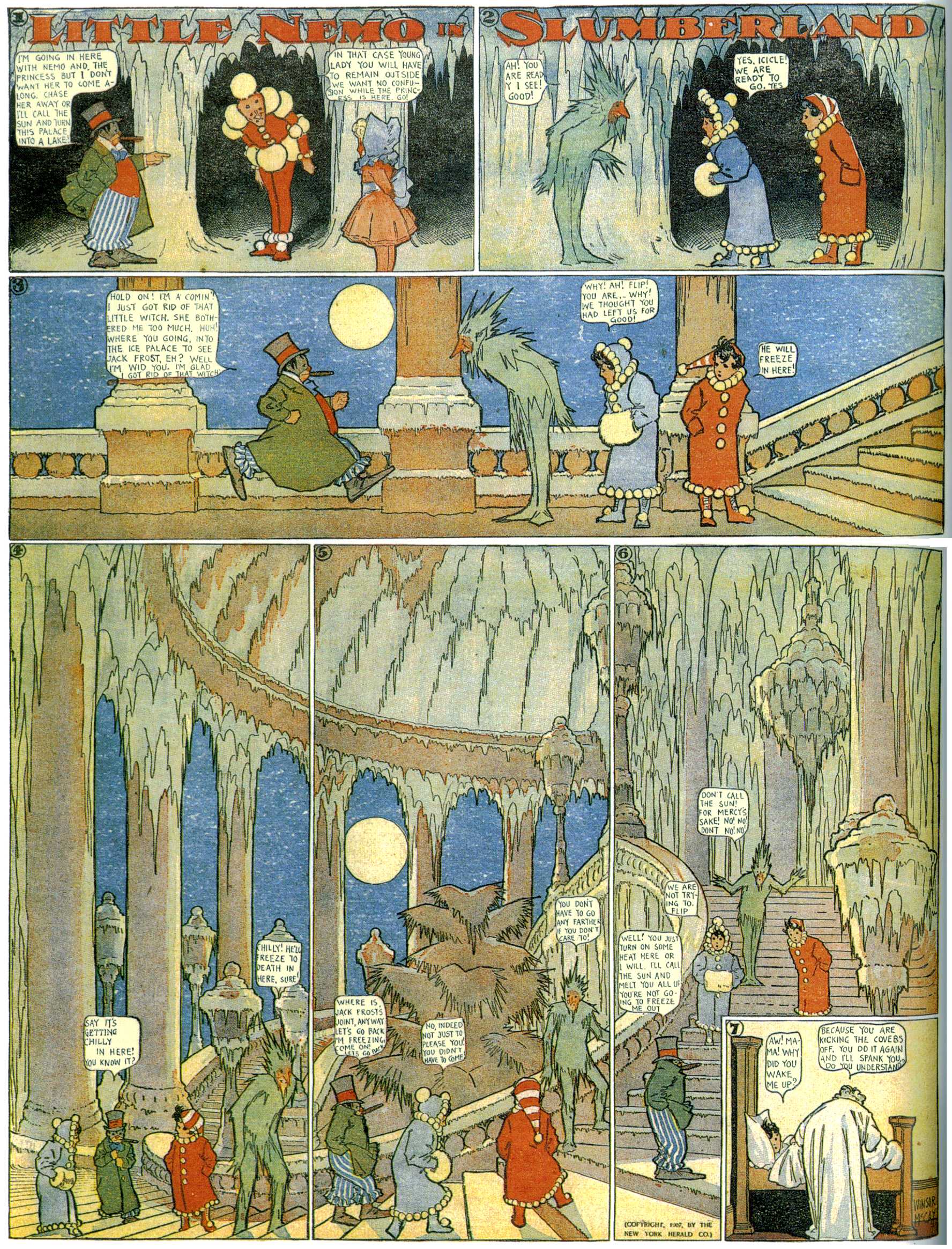 Little Nemo in Slumberland (1905–1914), page 69. Little Nemo in Slumberland by Winsor McCay. Public domain in the United States. https://archive.org/details/LittleNemo1905-14FromWinsorMccayAsCbz