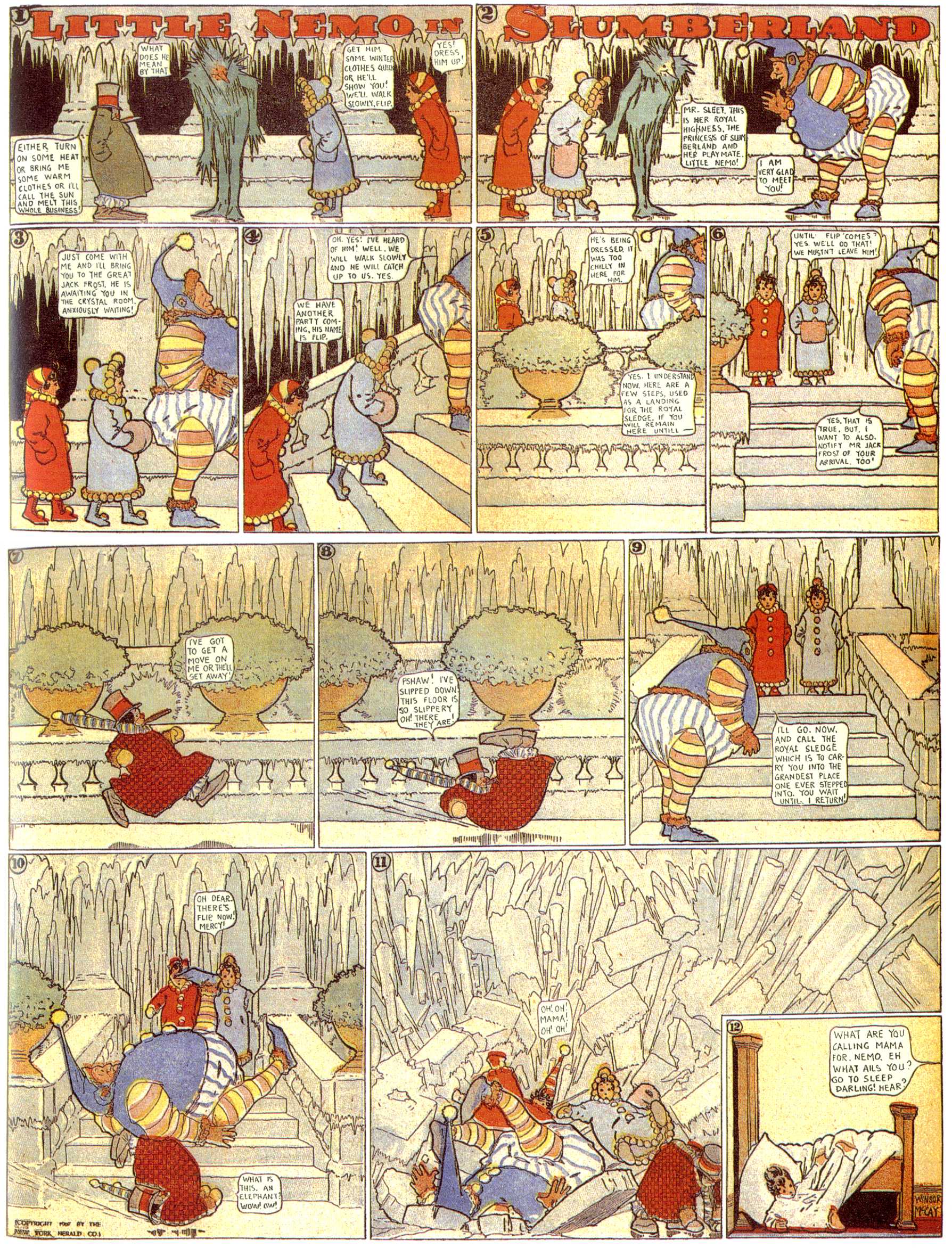 Little Nemo in Slumberland (1905–1914), page 70. Little Nemo in Slumberland by Winsor McCay. Public domain in the United States. https://archive.org/details/LittleNemo1905-14FromWinsorMccayAsCbz