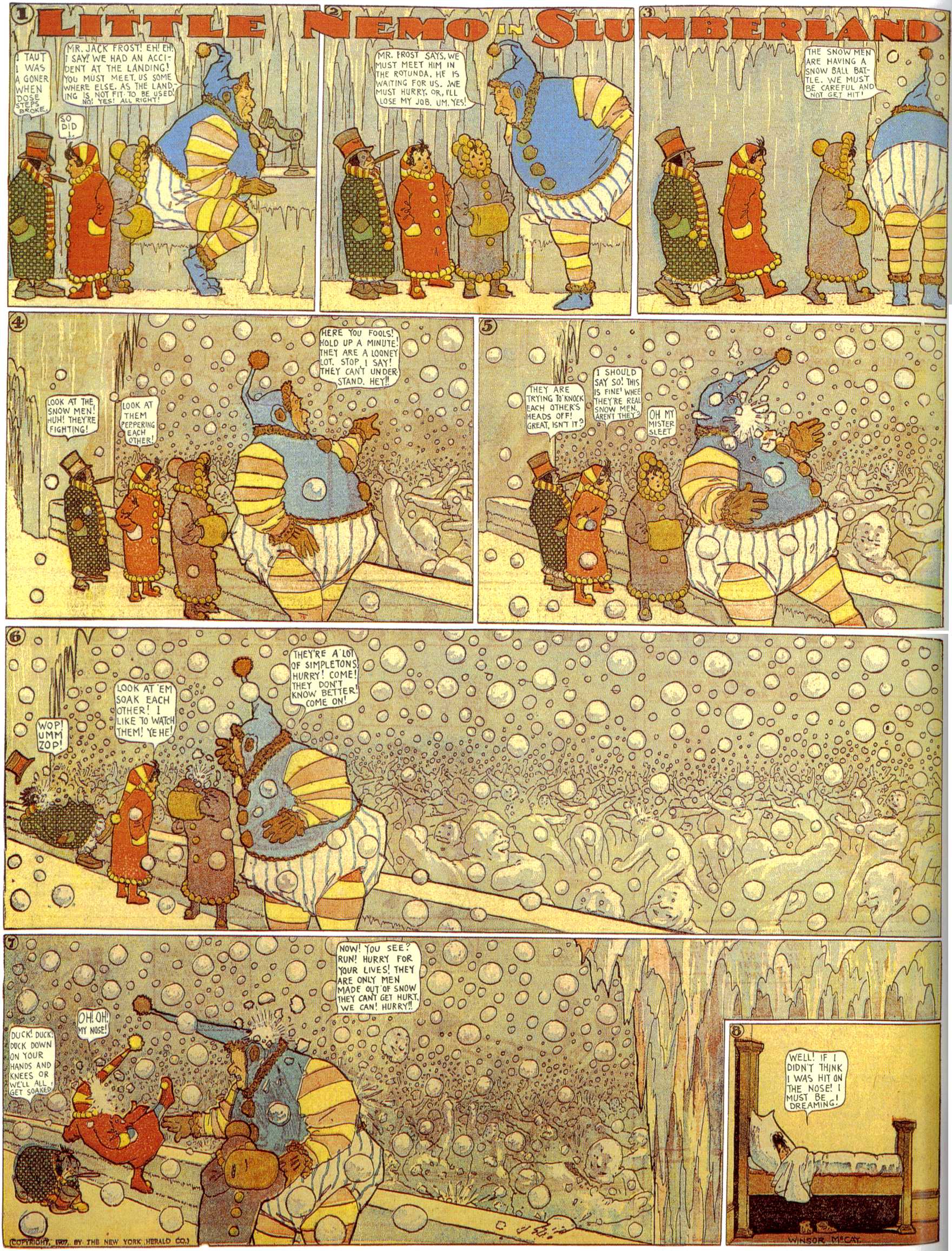 Little Nemo in Slumberland (1905–1914), page 71. Little Nemo in Slumberland by Winsor McCay. Public domain in the United States. https://archive.org/details/LittleNemo1905-14FromWinsorMccayAsCbz