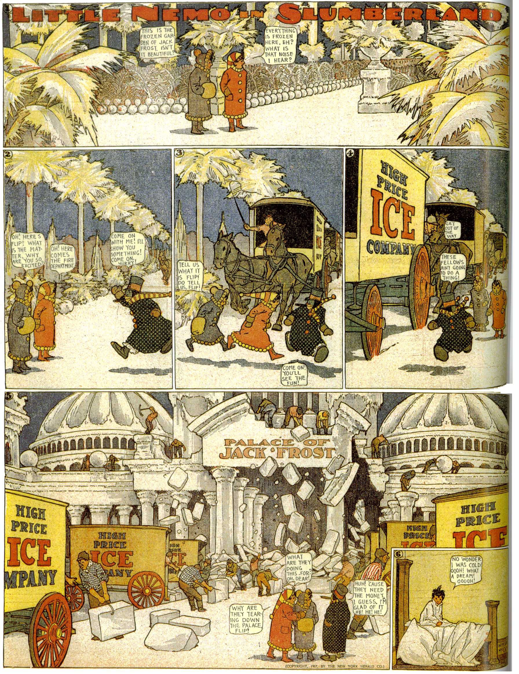 Little Nemo in Slumberland (1905–1914), page 75. Little Nemo in Slumberland by Winsor McCay. Public domain in the United States. https://archive.org/details/LittleNemo1905-14FromWinsorMccayAsCbz