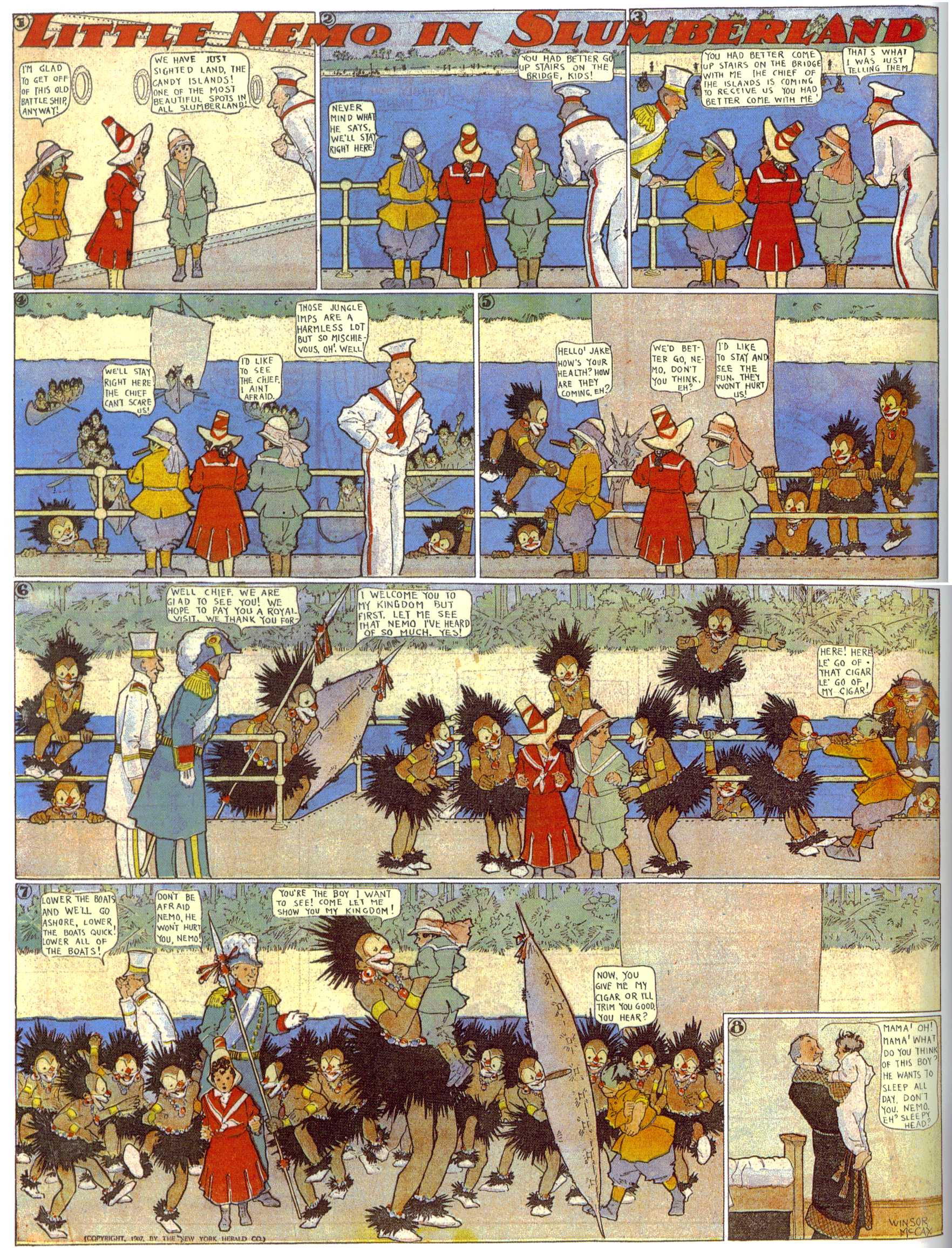 Little Nemo in Slumberland (1905–1914), page 83. Little Nemo in Slumberland by Winsor McCay. Public domain in the United States. https://archive.org/details/LittleNemo1905-14FromWinsorMccayAsCbz