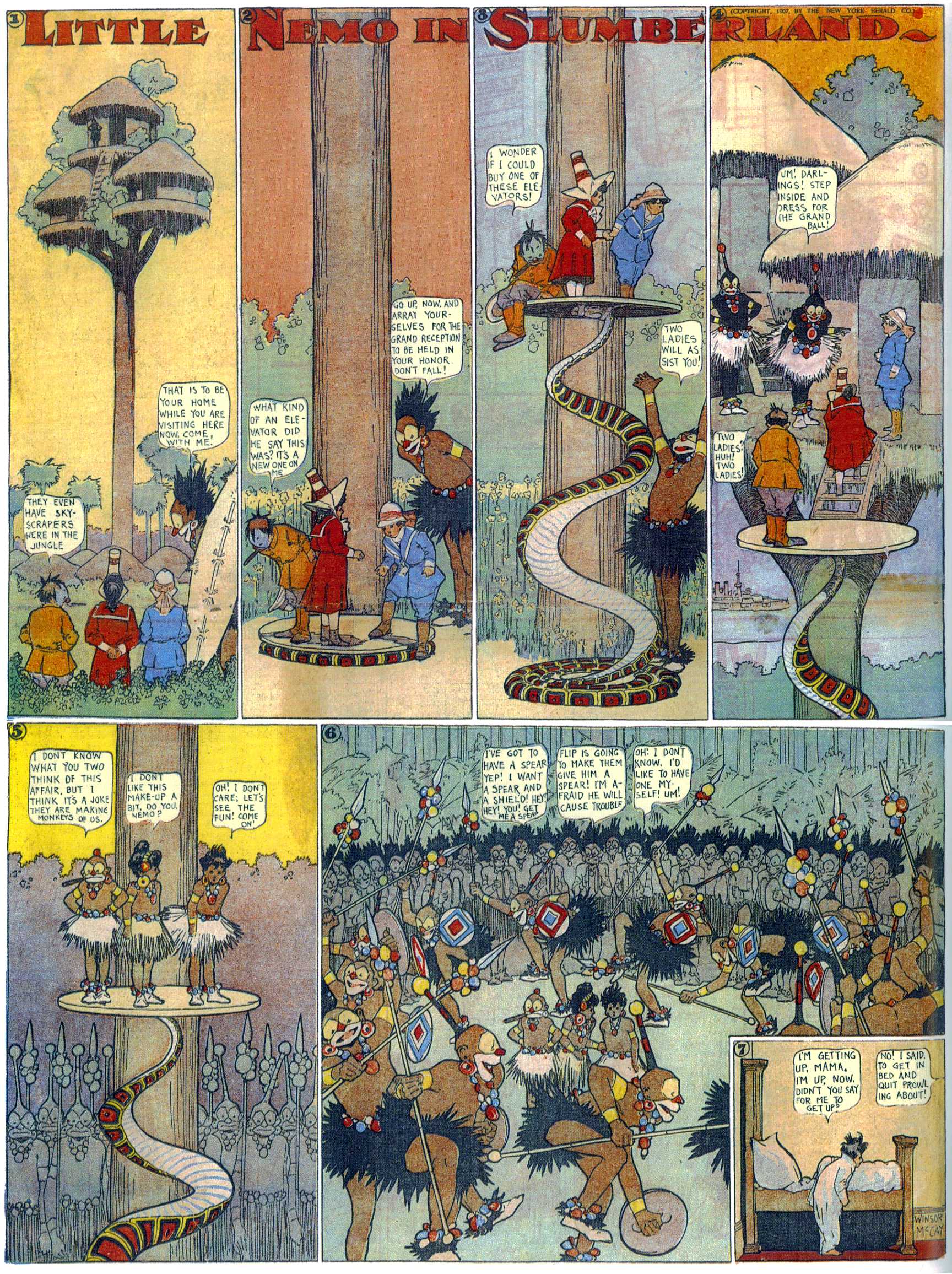 Little Nemo in Slumberland (1905–1914), page 87. Little Nemo in Slumberland by Winsor McCay. Public domain in the United States. https://archive.org/details/LittleNemo1905-14FromWinsorMccayAsCbz
