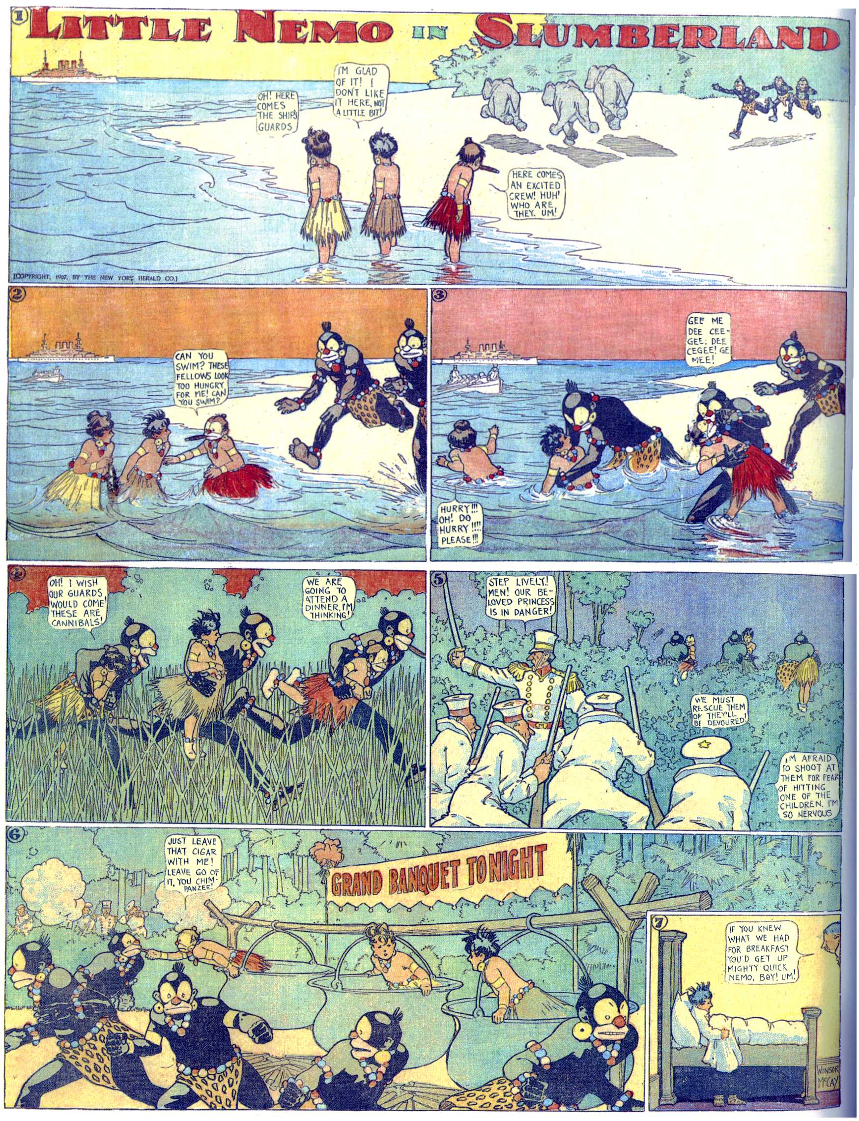 Little Nemo in Slumberland (1905–1914), page 89. Little Nemo in Slumberland by Winsor McCay. Public domain in the United States. https://archive.org/details/LittleNemo1905-14FromWinsorMccayAsCbz