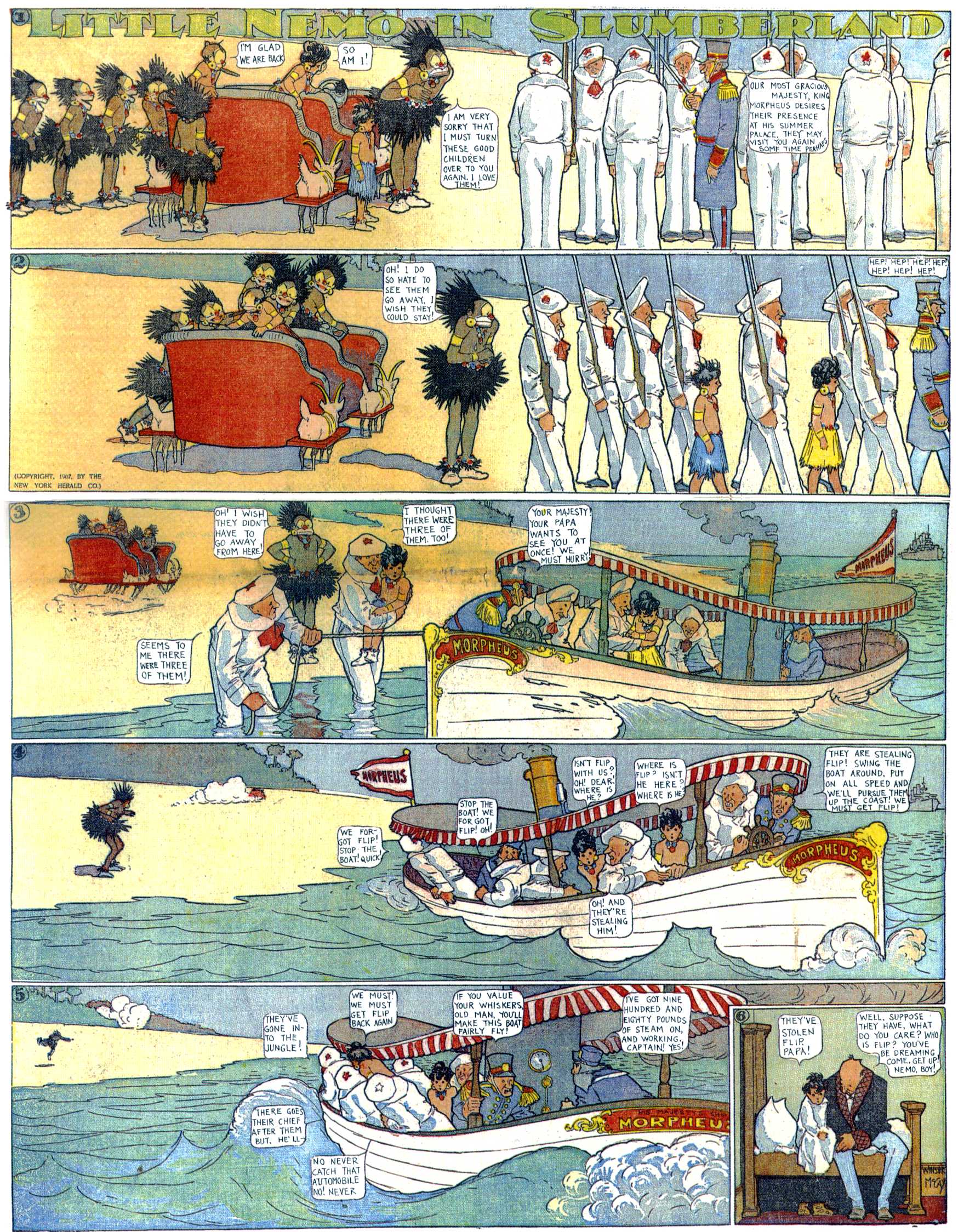 Little Nemo in Slumberland (1905–1914), page 92. Little Nemo in Slumberland by Winsor McCay. Public domain in the United States. https://archive.org/details/LittleNemo1905-14FromWinsorMccayAsCbz