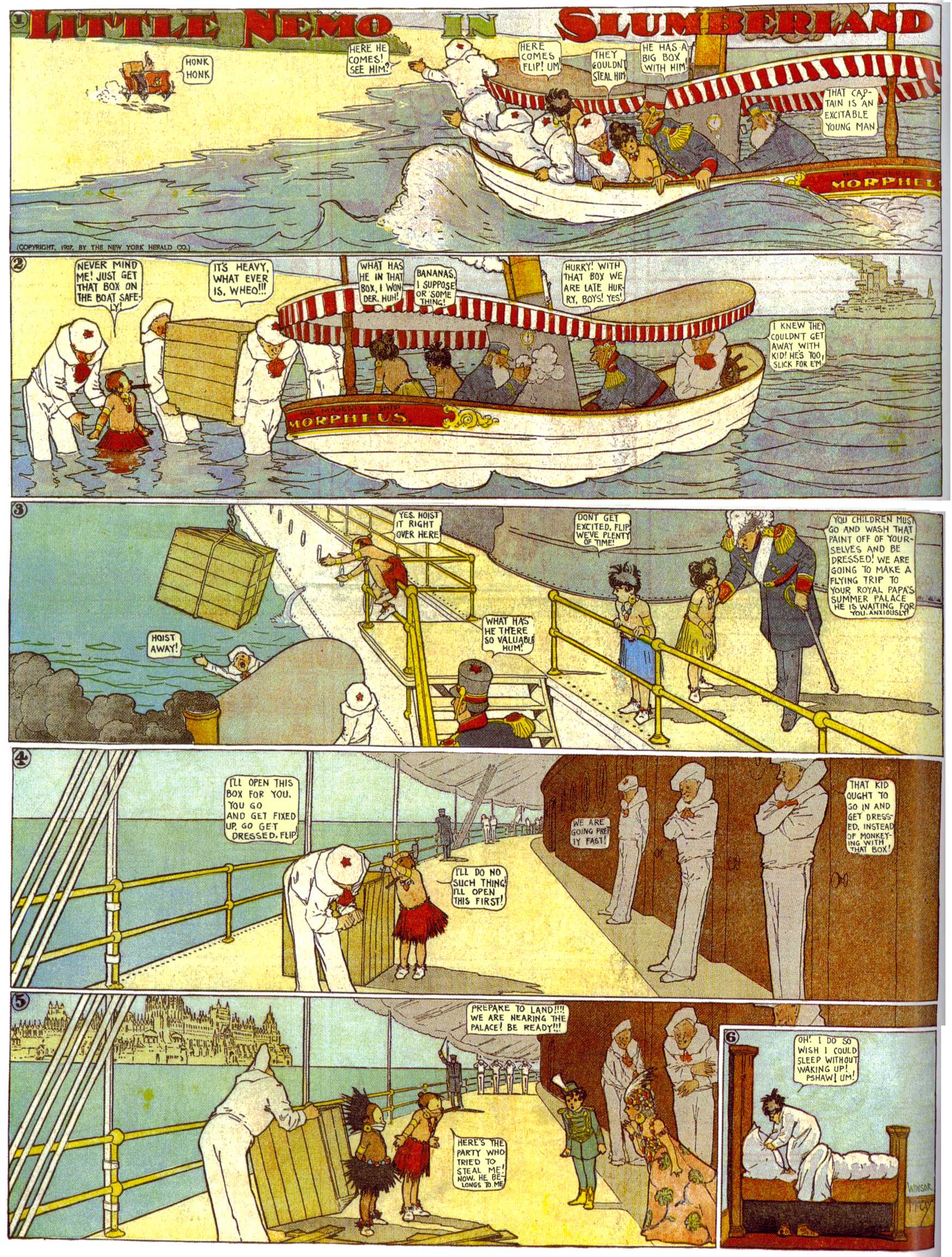 Little Nemo in Slumberland (1905–1914), page 93. Little Nemo in Slumberland by Winsor McCay. Public domain in the United States. https://archive.org/details/LittleNemo1905-14FromWinsorMccayAsCbz