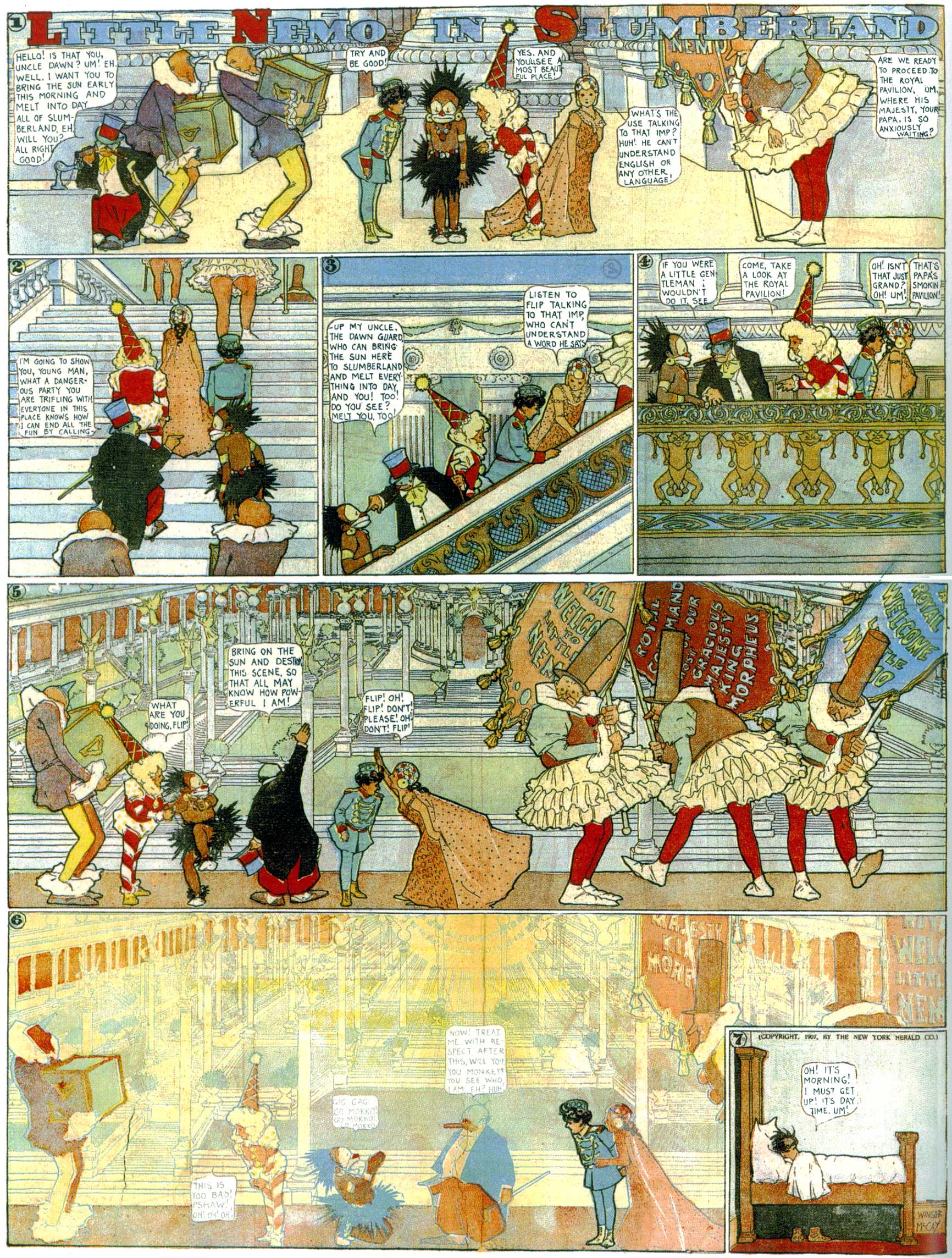 Little Nemo in Slumberland (1905–1914), page 97. Little Nemo in Slumberland by Winsor McCay. Public domain in the United States. https://archive.org/details/LittleNemo1905-14FromWinsorMccayAsCbz