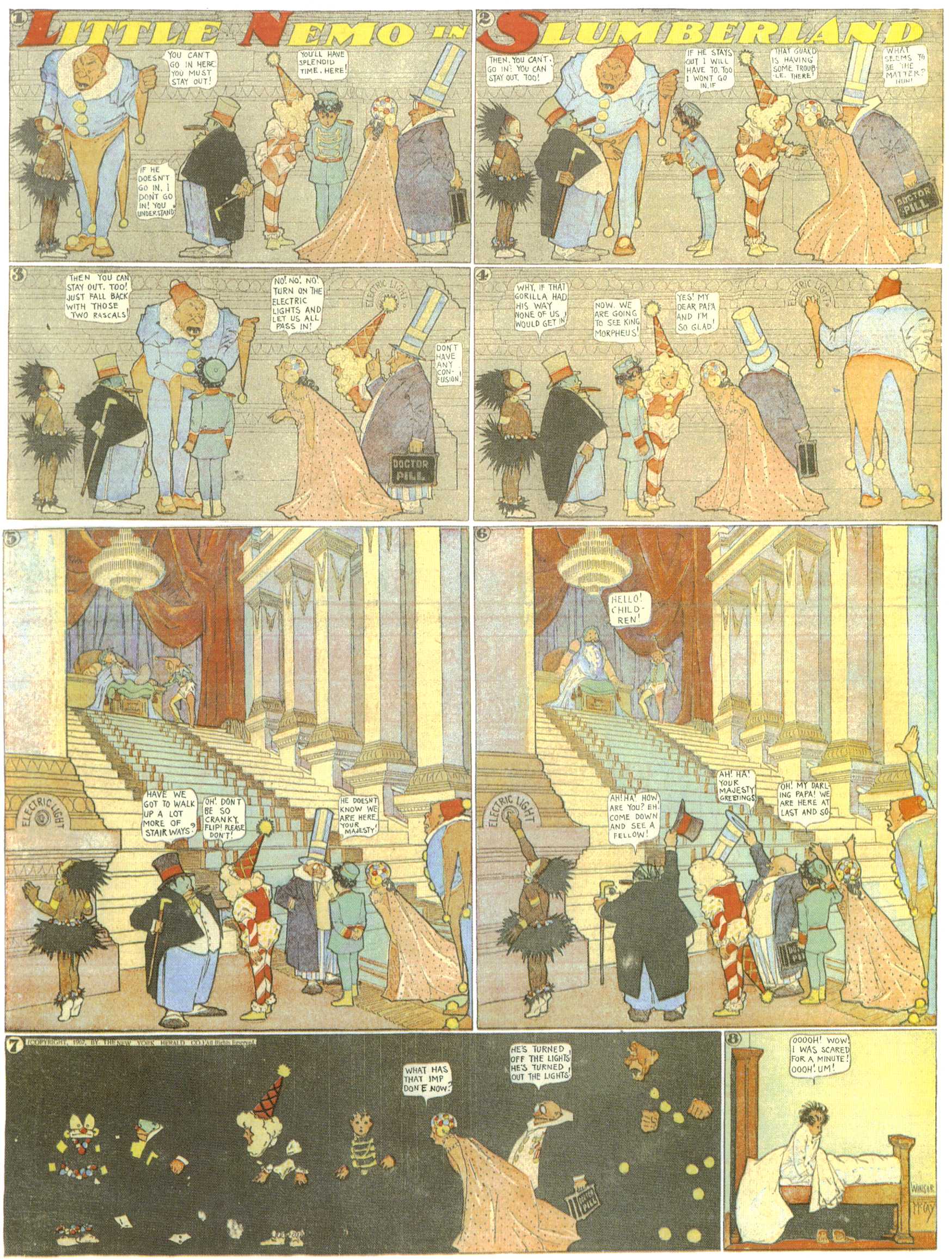 Little Nemo in Slumberland (1905–1914), page 100. Little Nemo in Slumberland by Winsor McCay. Public domain in the United States. https://archive.org/details/LittleNemo1905-14FromWinsorMccayAsCbz