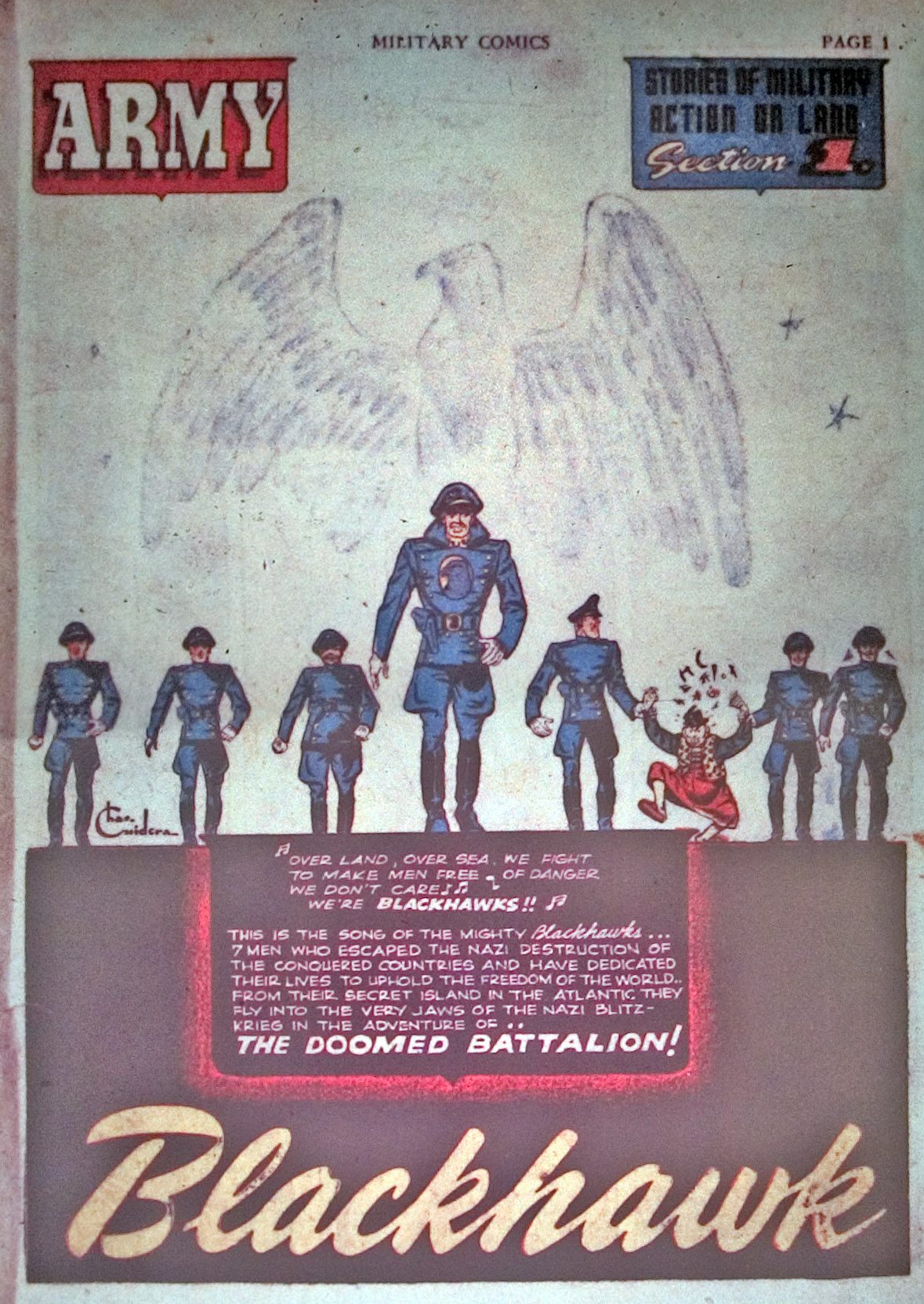 Military Comics #3 (Quality Comics), page 3. Public domain (US).