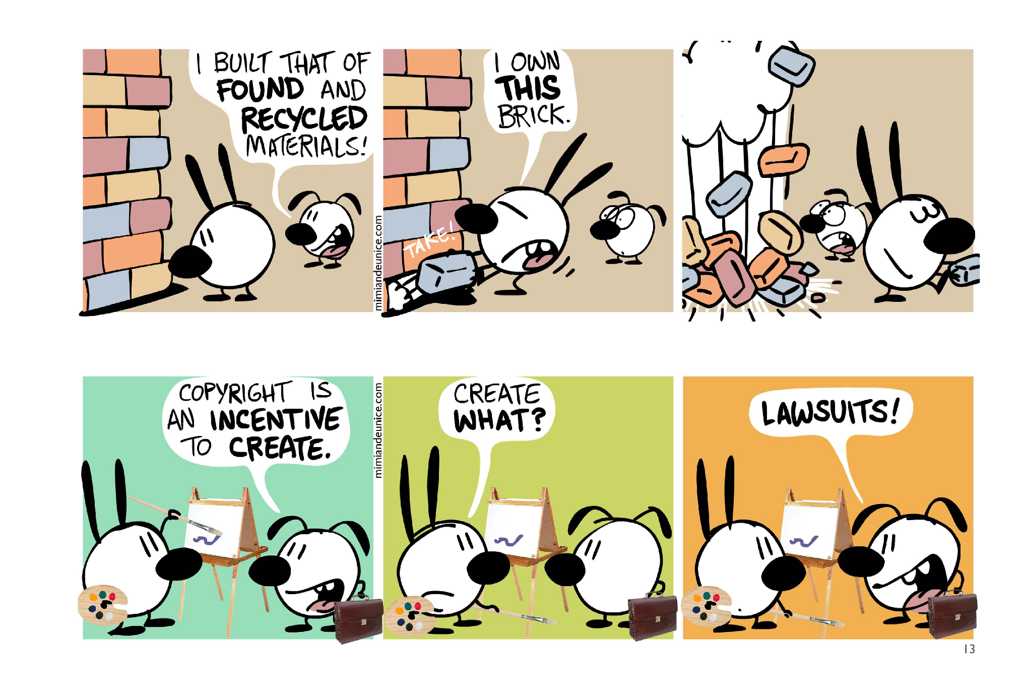Mimi & Eunice, page 14. Mimi & Eunice by Nina Paley, CC BY-SA. https://mimiandeunice.com/