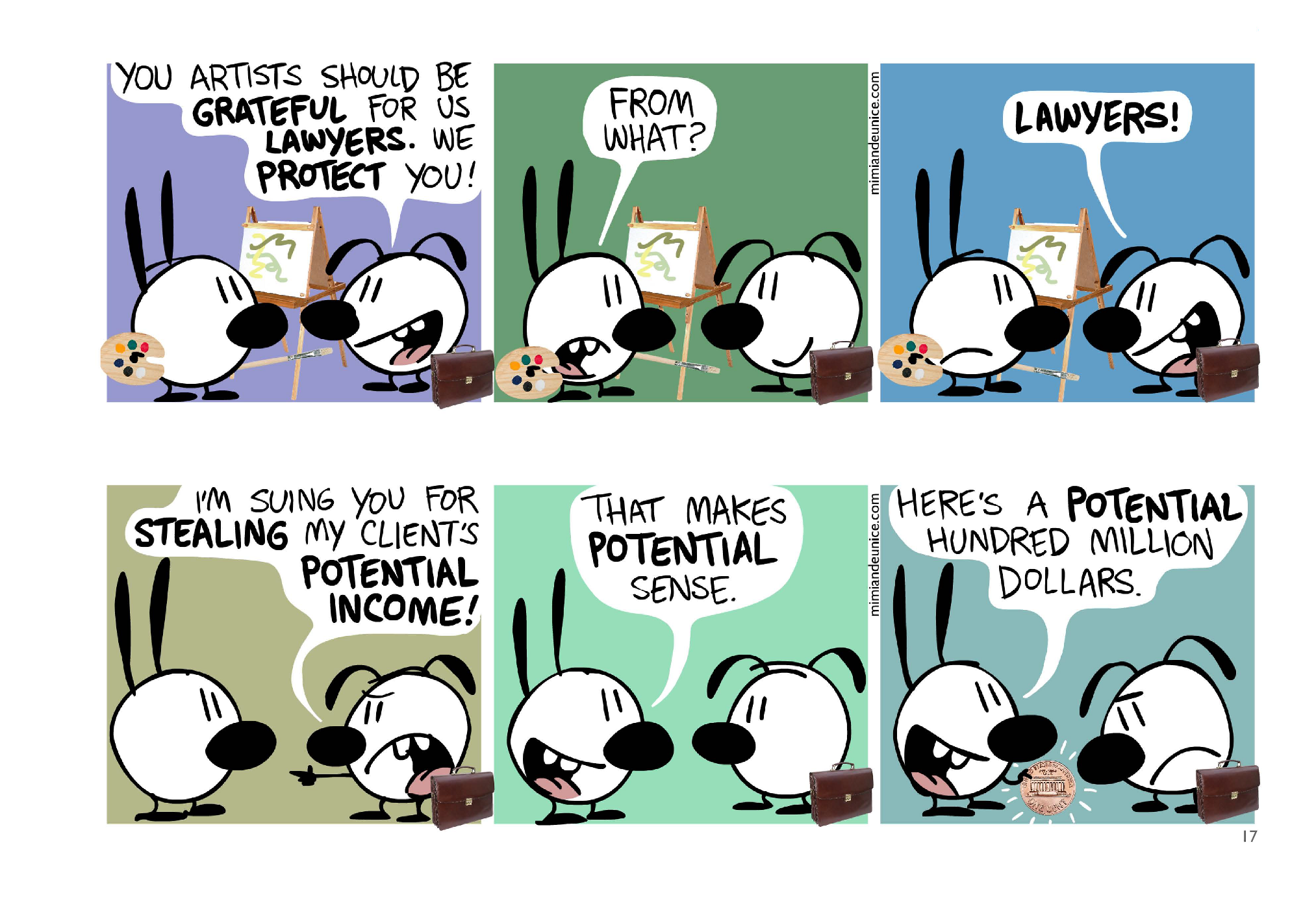 Mimi & Eunice, page 18. Mimi & Eunice by Nina Paley, CC BY-SA. https://mimiandeunice.com/