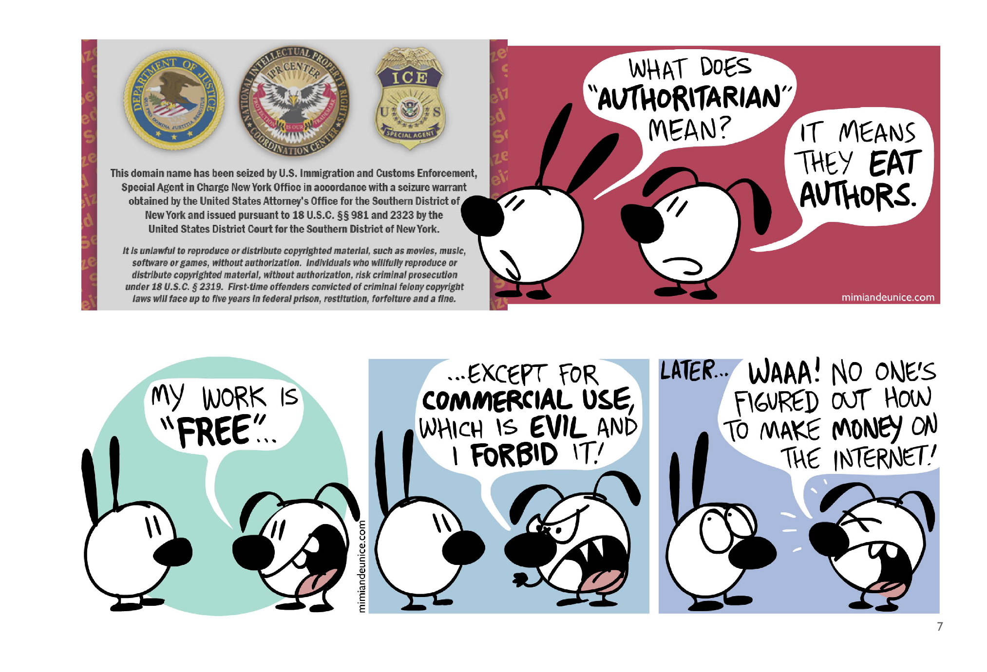Mimi & Eunice, page 8. Mimi & Eunice by Nina Paley, CC BY-SA. https://mimiandeunice.com/