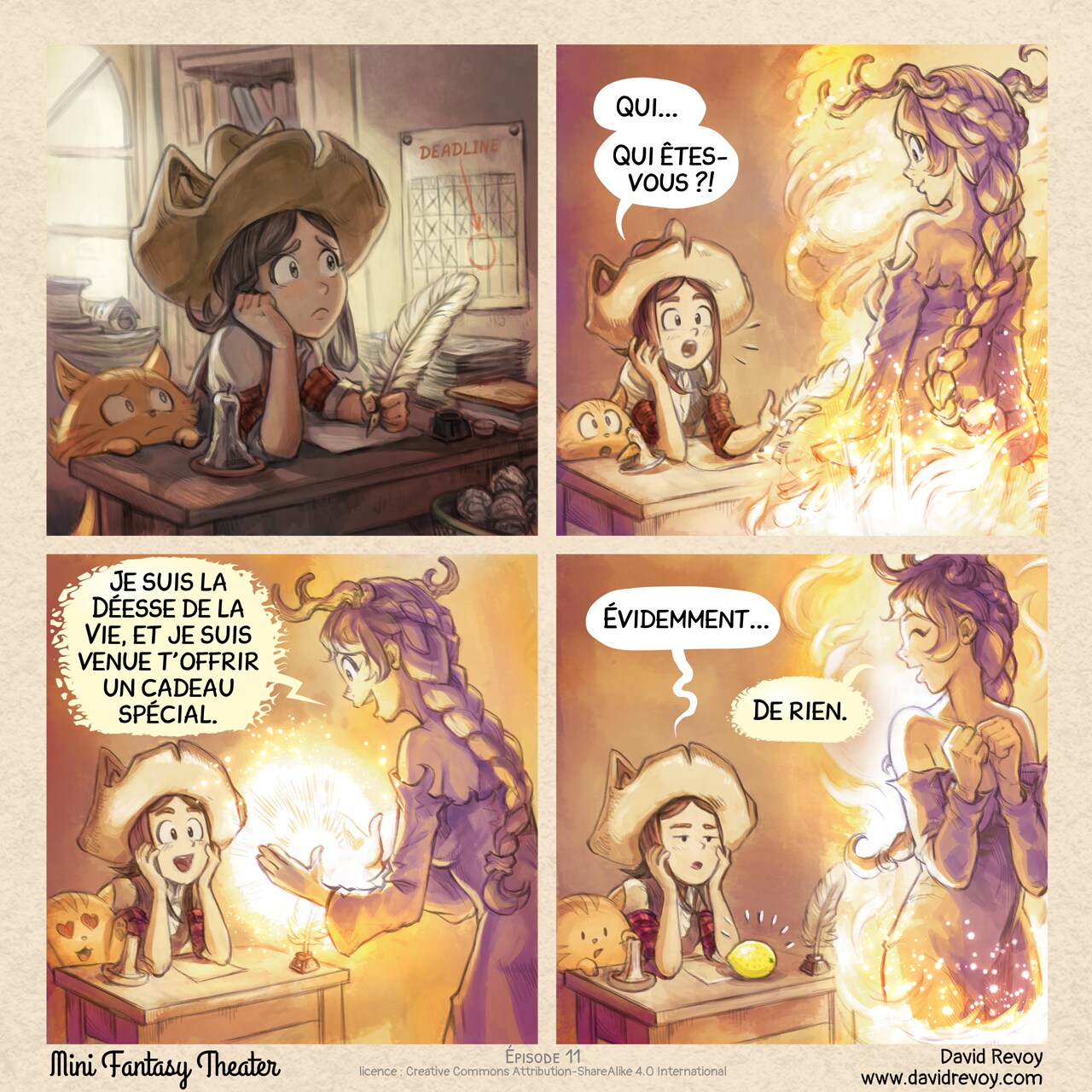 Mini Fantasy Theater #11: Le cadeau de la vie (2025-07-22). David Revoy, CC BY-SA 4.0. translation: Nicolas Artance. https://www.peppercarrot.com/en/webcomics/miniFantasyTheater.html