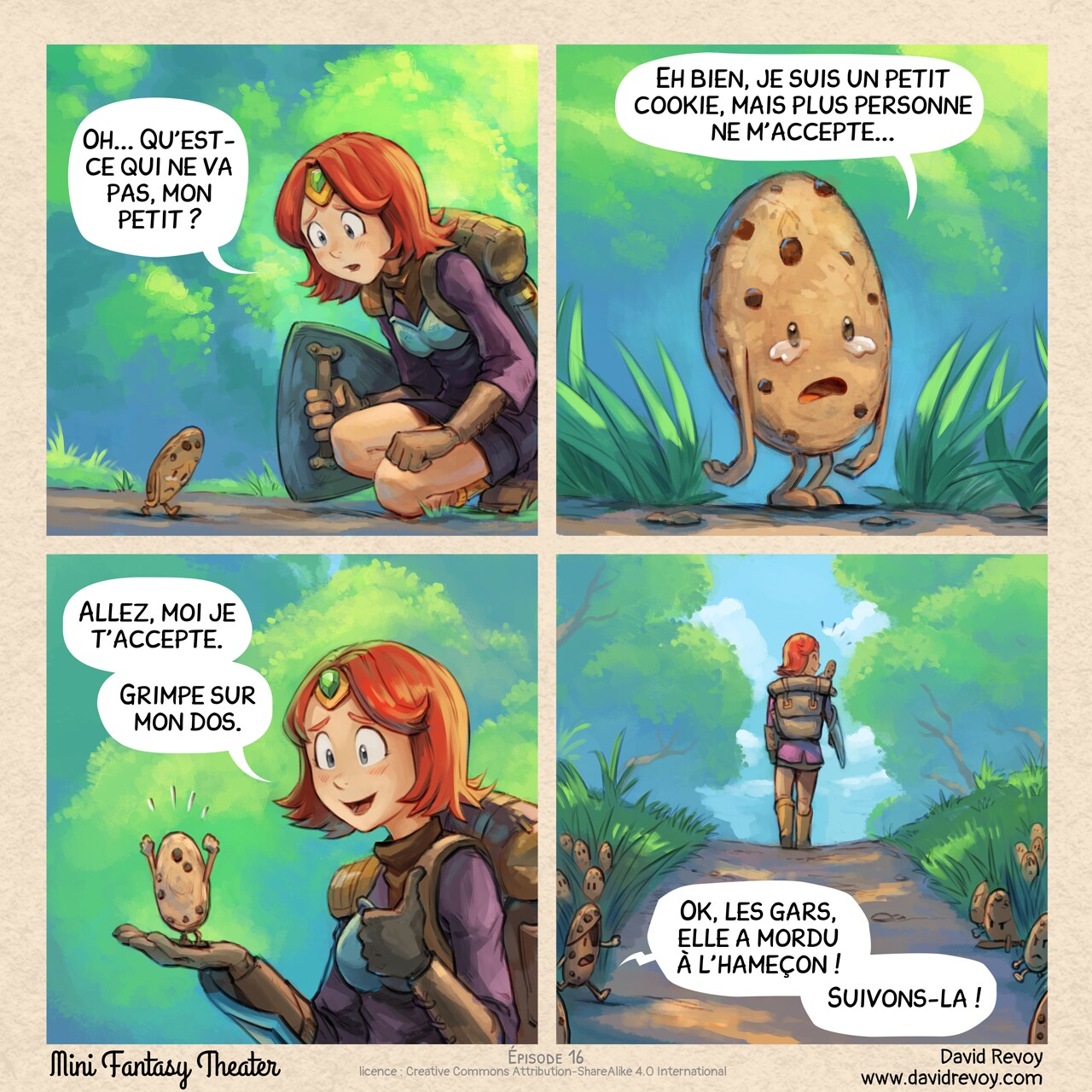 Mini Fantasy Theater #16: Cookies (2025-08-27). David Revoy, CC BY-SA 4.0. translation: Nicolas Artance. https://www.peppercarrot.com/en/webcomics/miniFantasyTheater.html