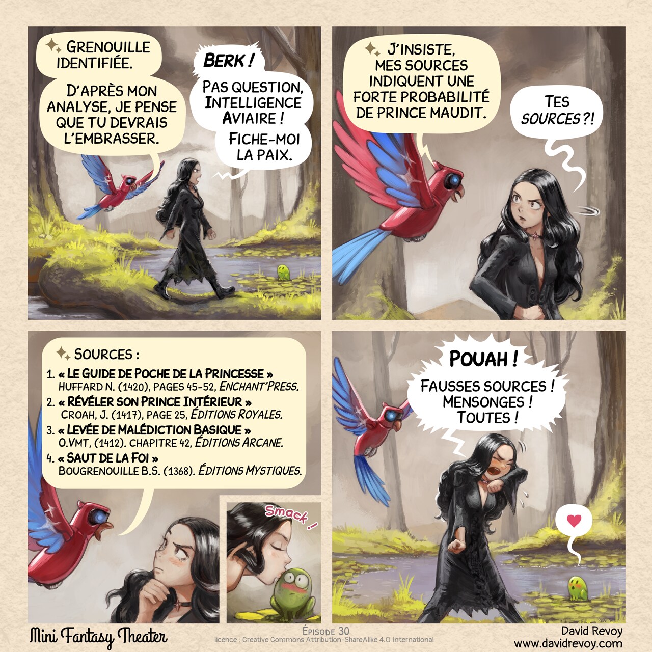 Mini Fantasy Theater #30: Sources de Déception (2025-12-10). David Revoy, CC BY-SA 4.0. translation: Nicolas Artance. https://www.peppercarrot.com/en/webcomics/miniFantasyTheater.html