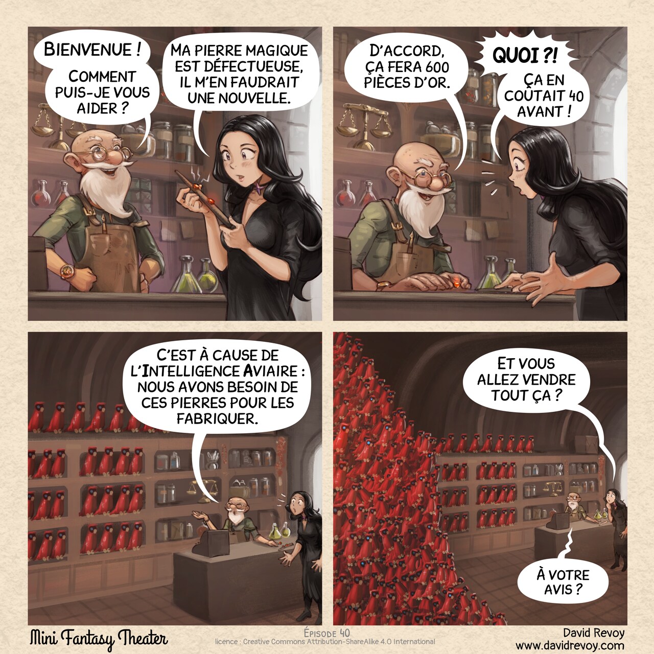 Mini Fantasy Theater #40: Surproduction (2026-02-18). David Revoy, CC BY-SA 4.0. translation: Nicolas Artance. https://www.peppercarrot.com/en/webcomics/miniFantasyTheater.html